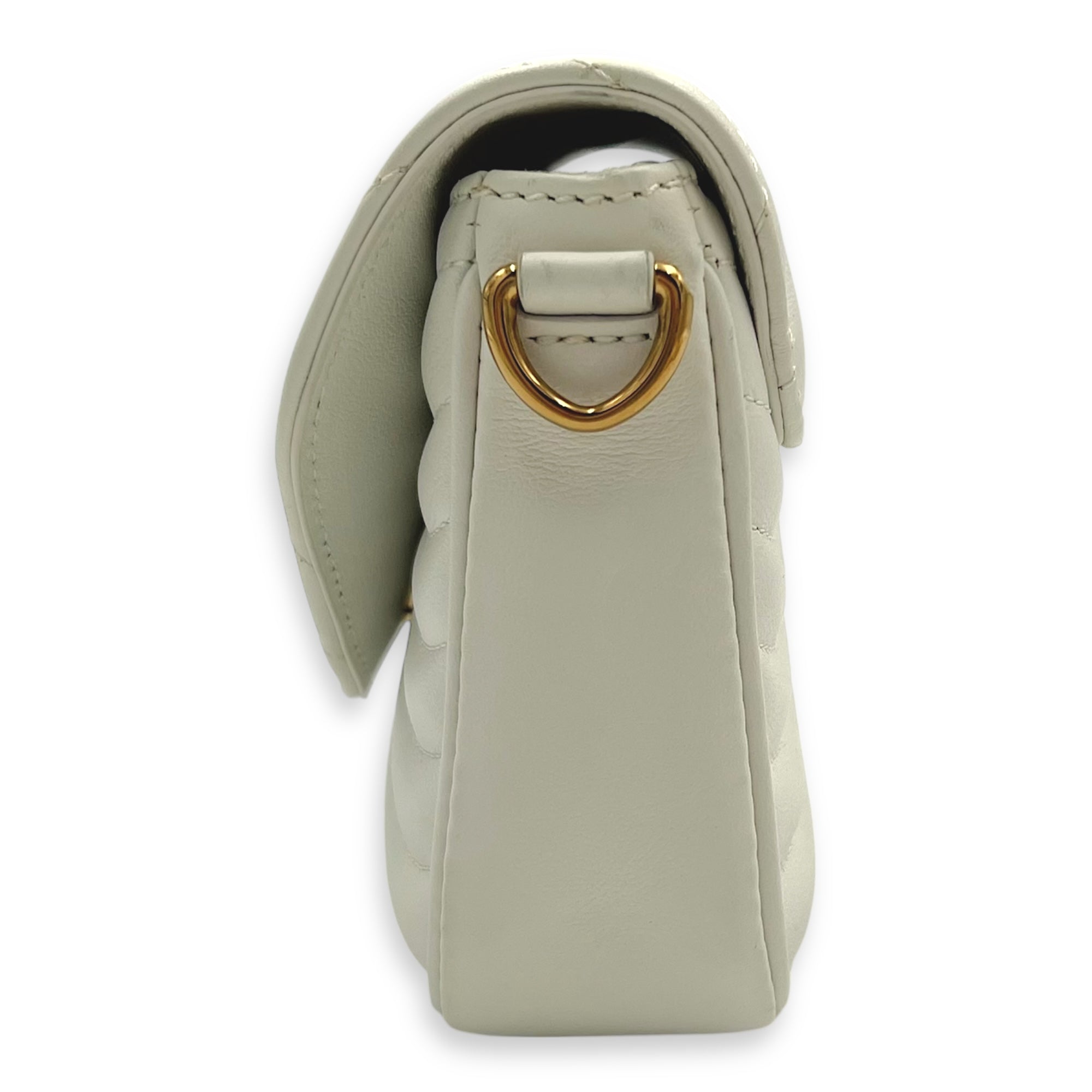 New Wave Crossbody Bag White in Calfskin, Gold hardware - Image 5