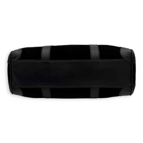 Boston Top Handle Bag Black in Suede Leather, Gold hardware - Image 6