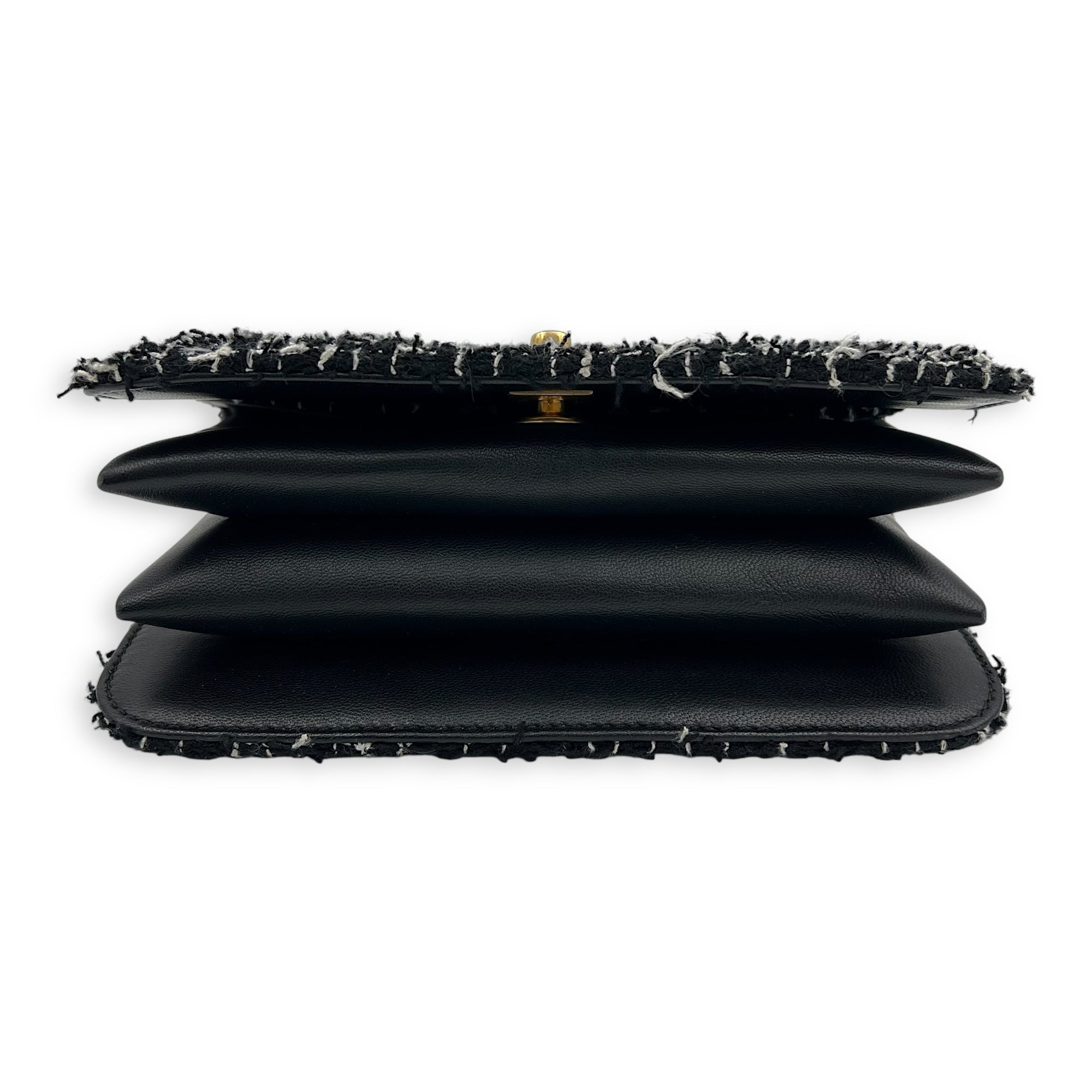 CC Black Top Handle Bag in Tweed, Gold hardware - Image 6