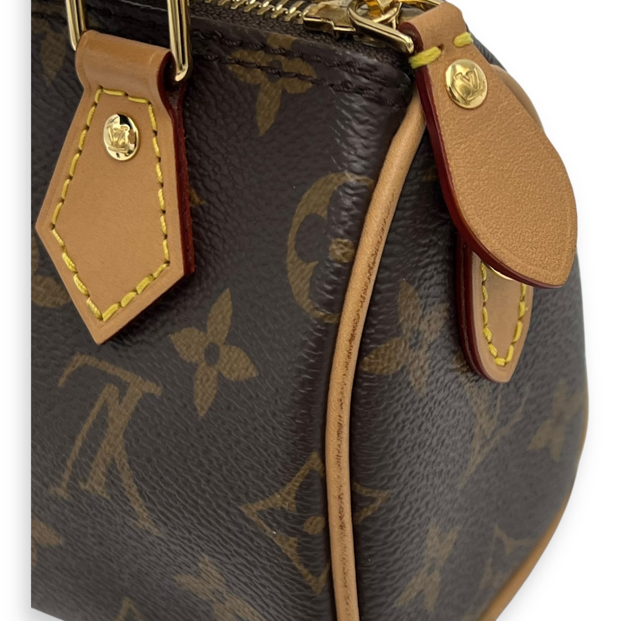 Speedy Top Handle Bag Nano Brown in Monogram Coated Canvas, Gold hardware - Image 7