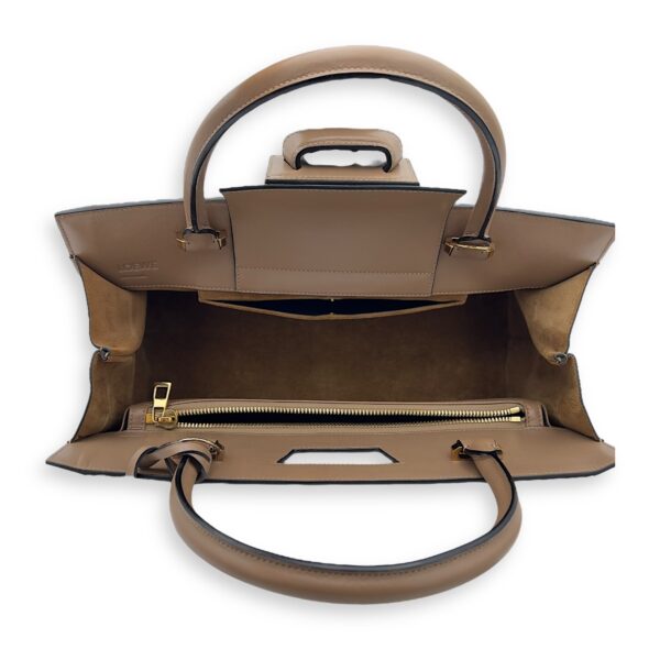 Barcelona Top Handle Bag Brown in Calfskin, Gold hardware - Image 4