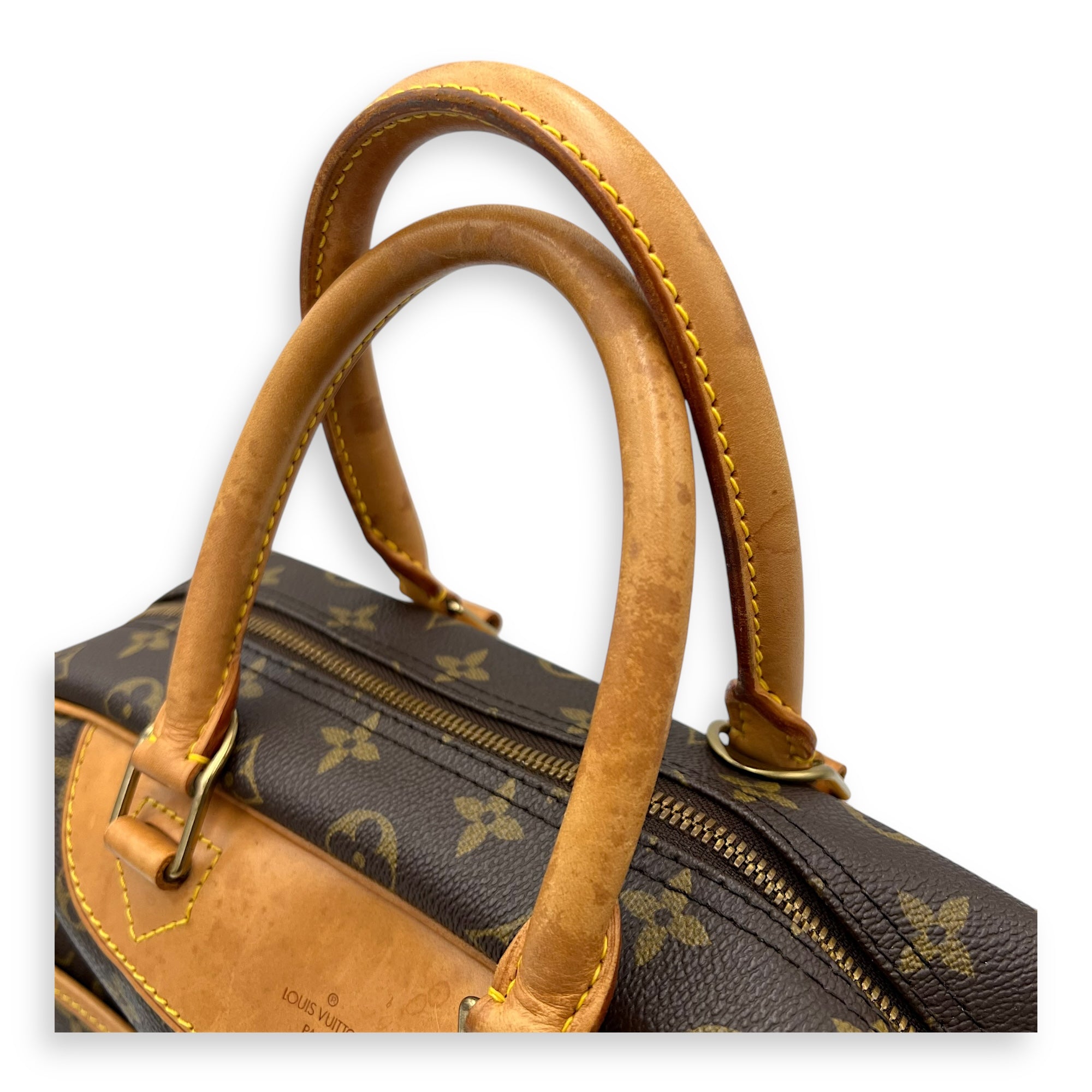 Deauville Brown Top handle Bag in Monogram Coated Canvas, Gold hardware - Image 11