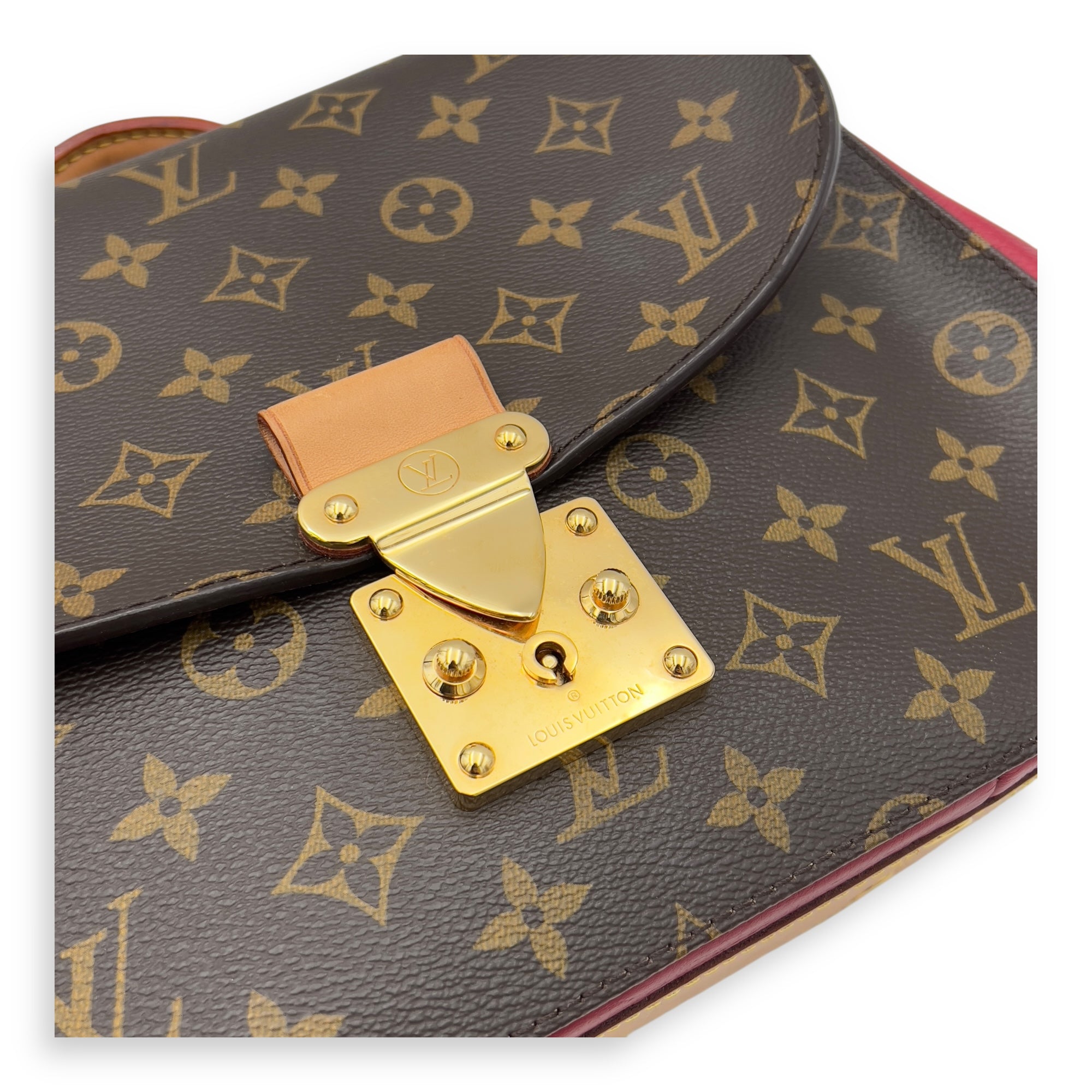 Eden Brown Top Handle Bag in Coated Canvas, Gold hardware - Image 7