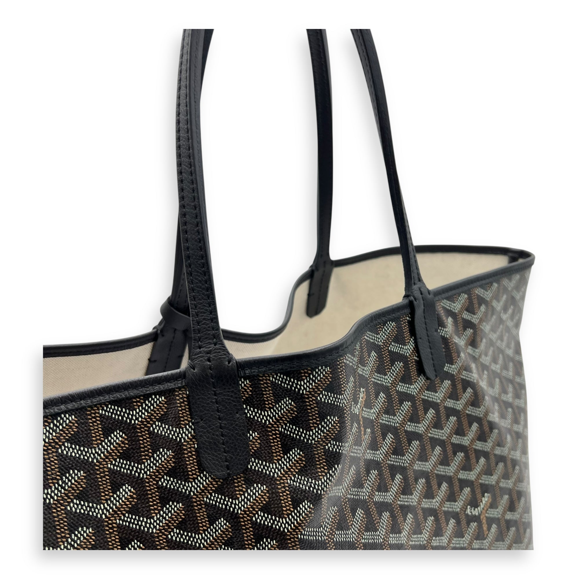 Saint Louis Tote Bag PM Black in Coated Canvas, Silver hardware - Image 7