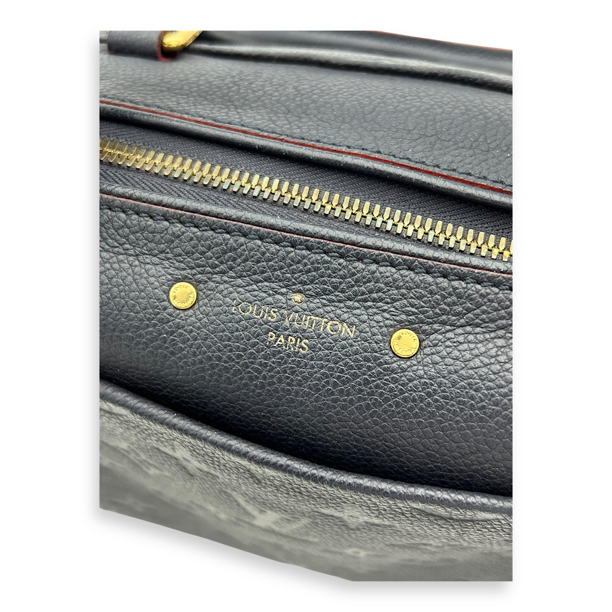 Speedy Bandouliere Top Handle Bag 25 Blue in Empreinte Leather, Gold hardware - Image 9