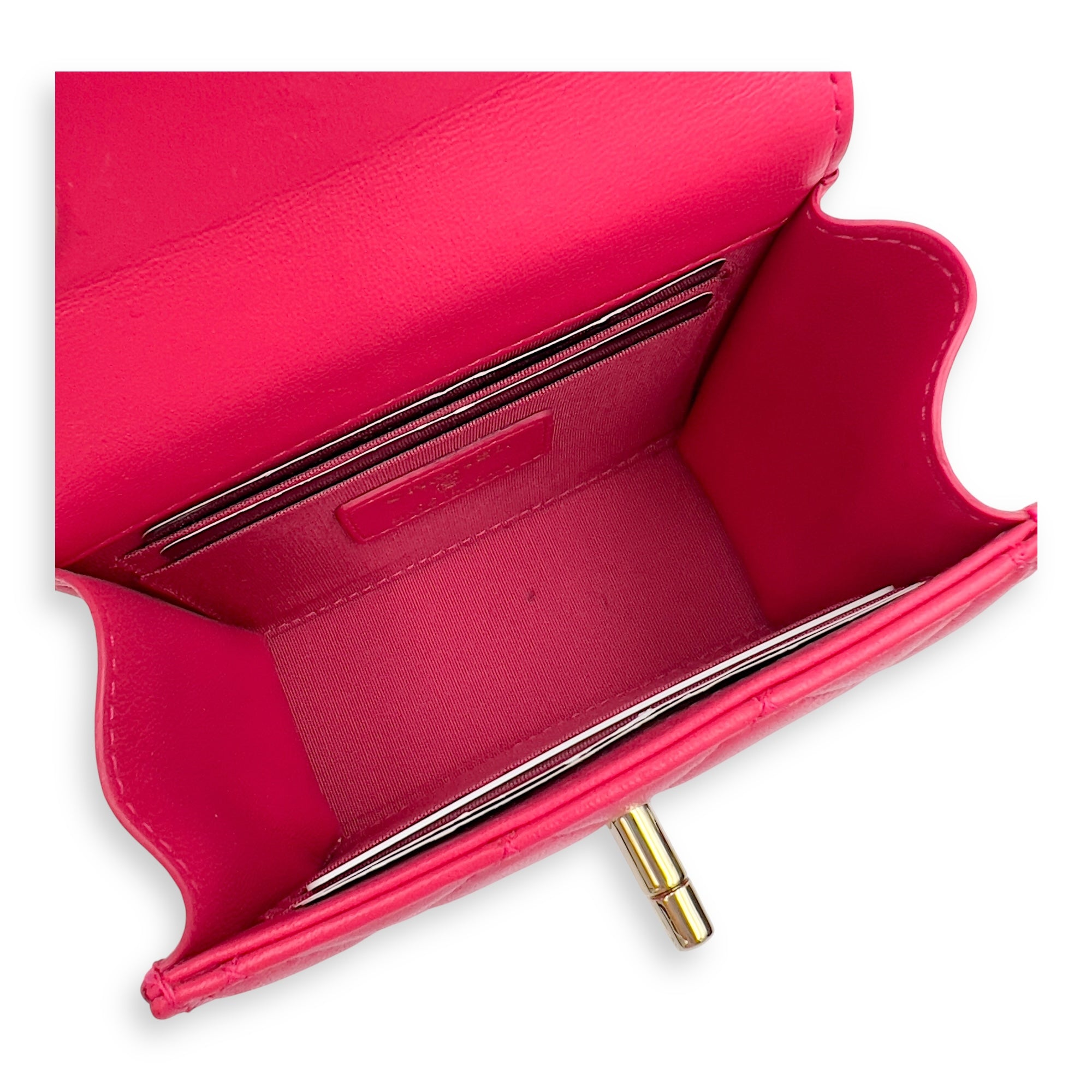 CC trendy Wallet On Chain Pink in Lambskin, Gold hardware - Image 7