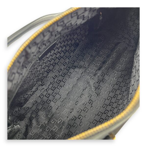 Boston Top Handle Bag Black in Suede Leather, Gold hardware - Image 12