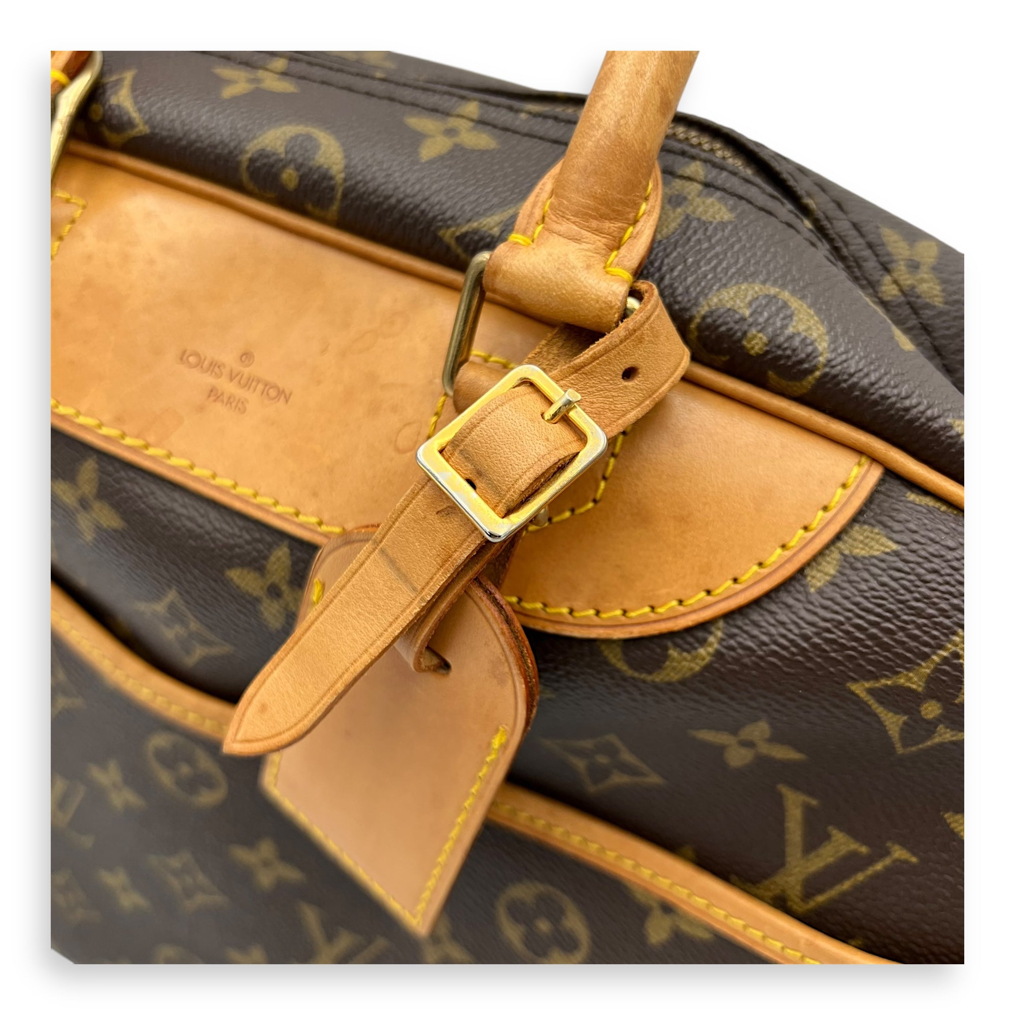 Deauville Brown Top handle Bag in Monogram Coated Canvas, Gold hardware - Image 12