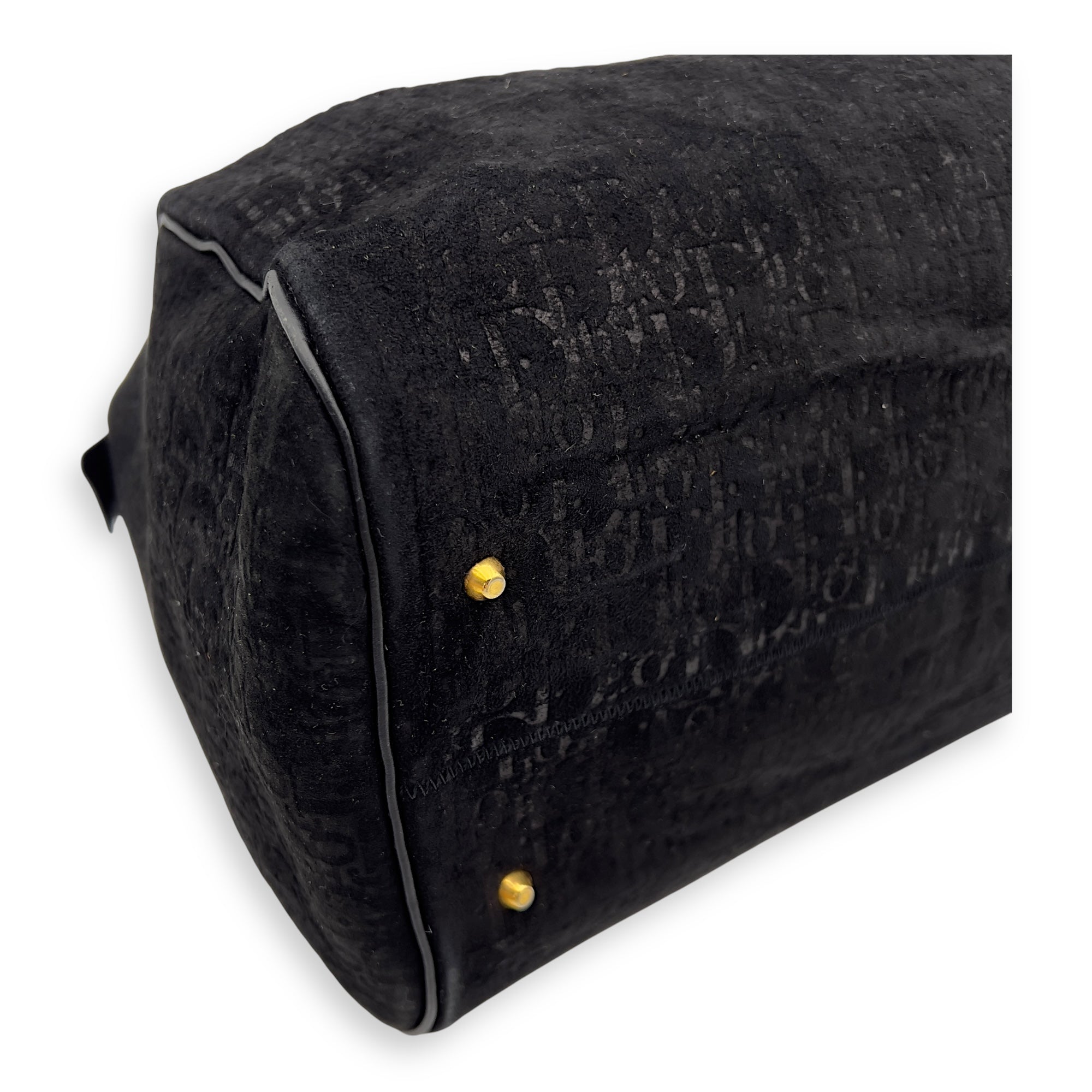 Vintage Top Handle Bag Black in Suede Leather, Gold hardware - Image 12