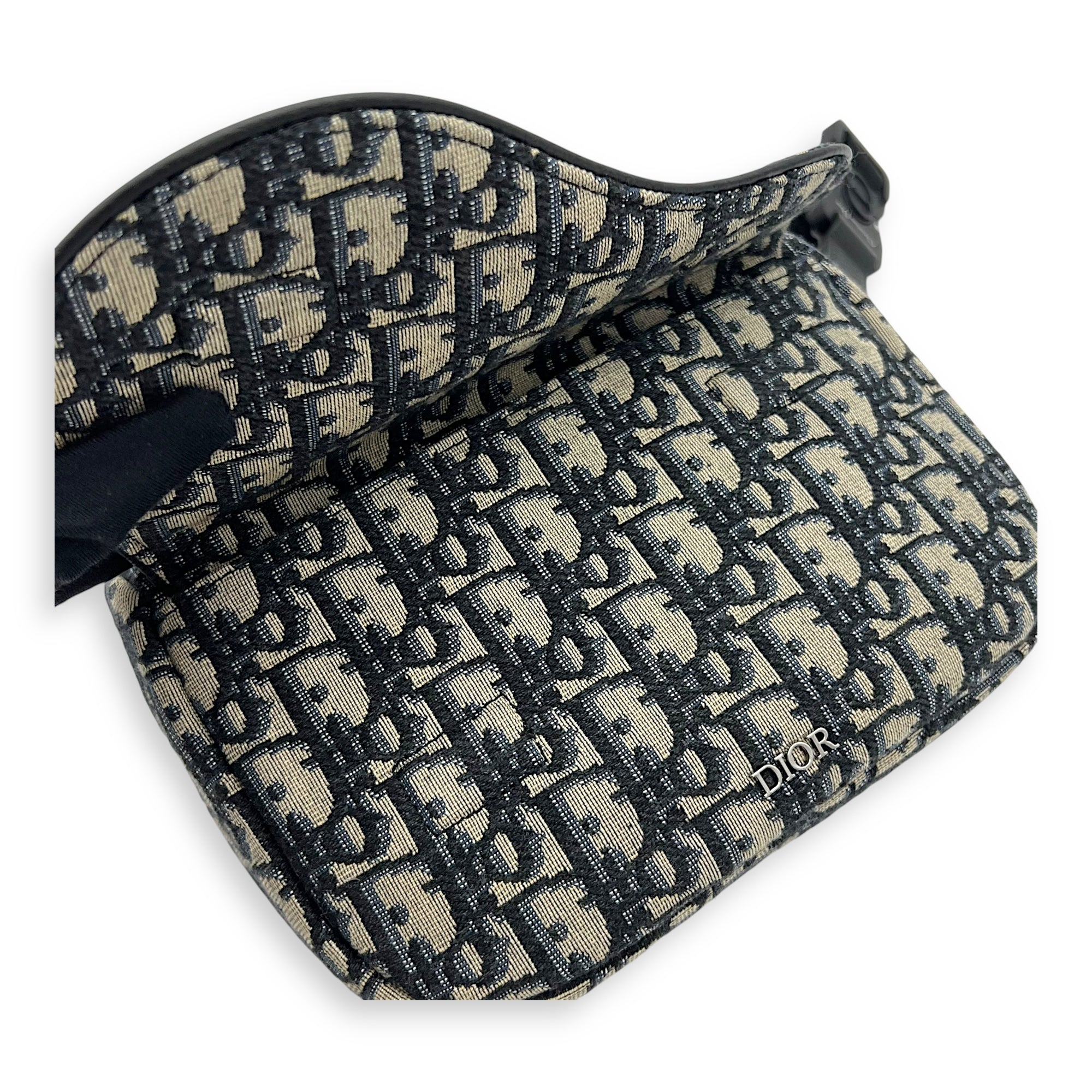 Oblique Belt Bag Blue in Jacquard, Silver hardware - Image 8