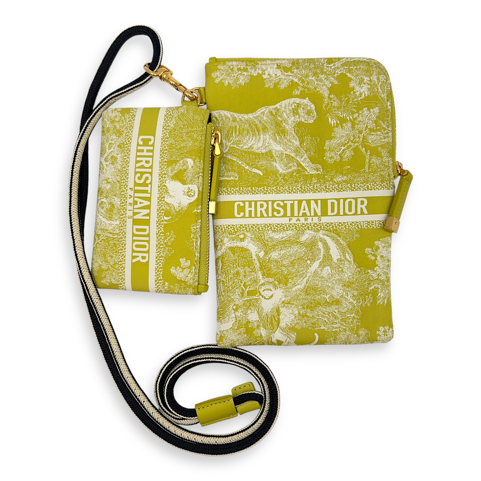 Travel Green Multifunctional Pouch in Calfskin, Gold hardware - Image 6