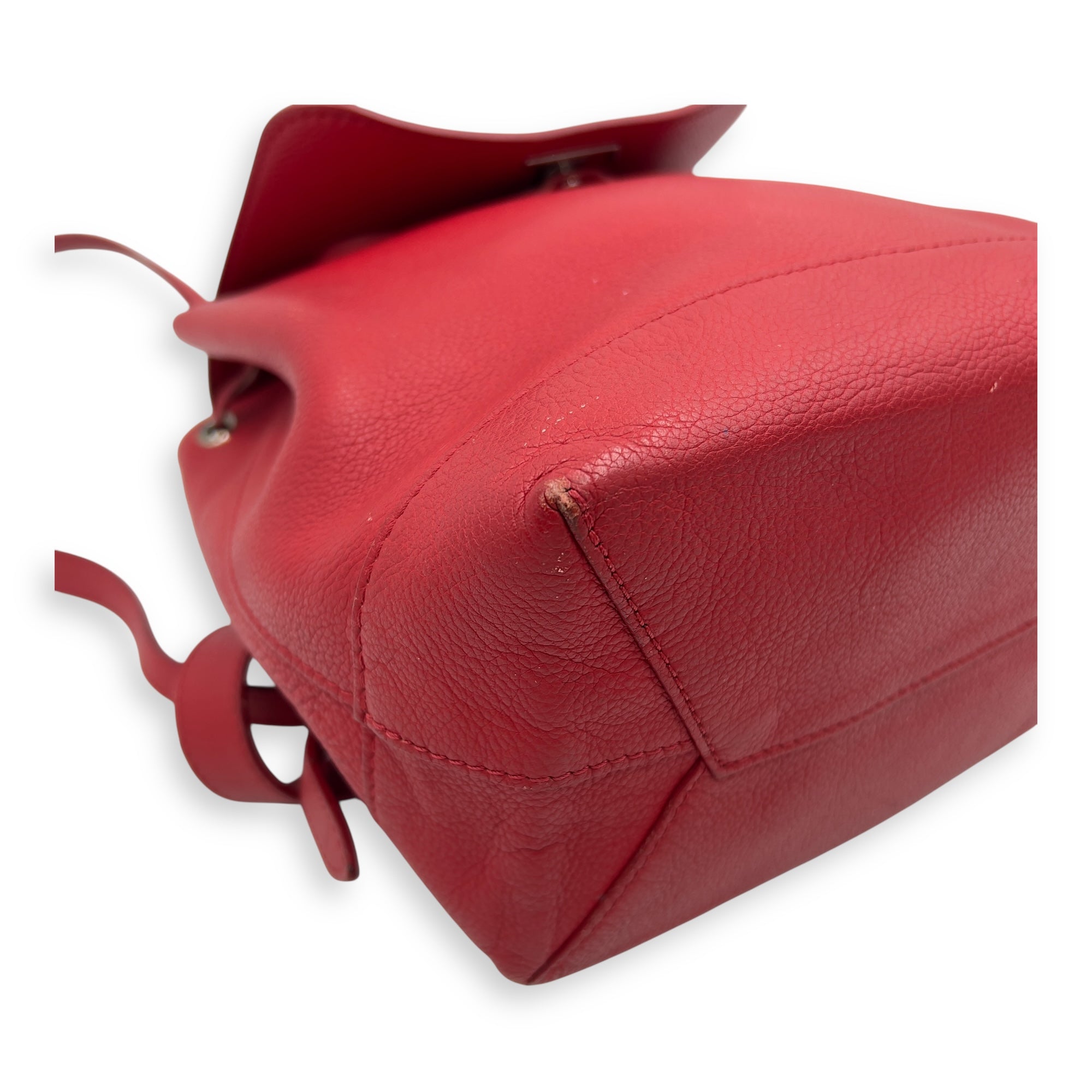 Lock Me Backpack Red in Taurillon Leather, Silver hardware - Image 8