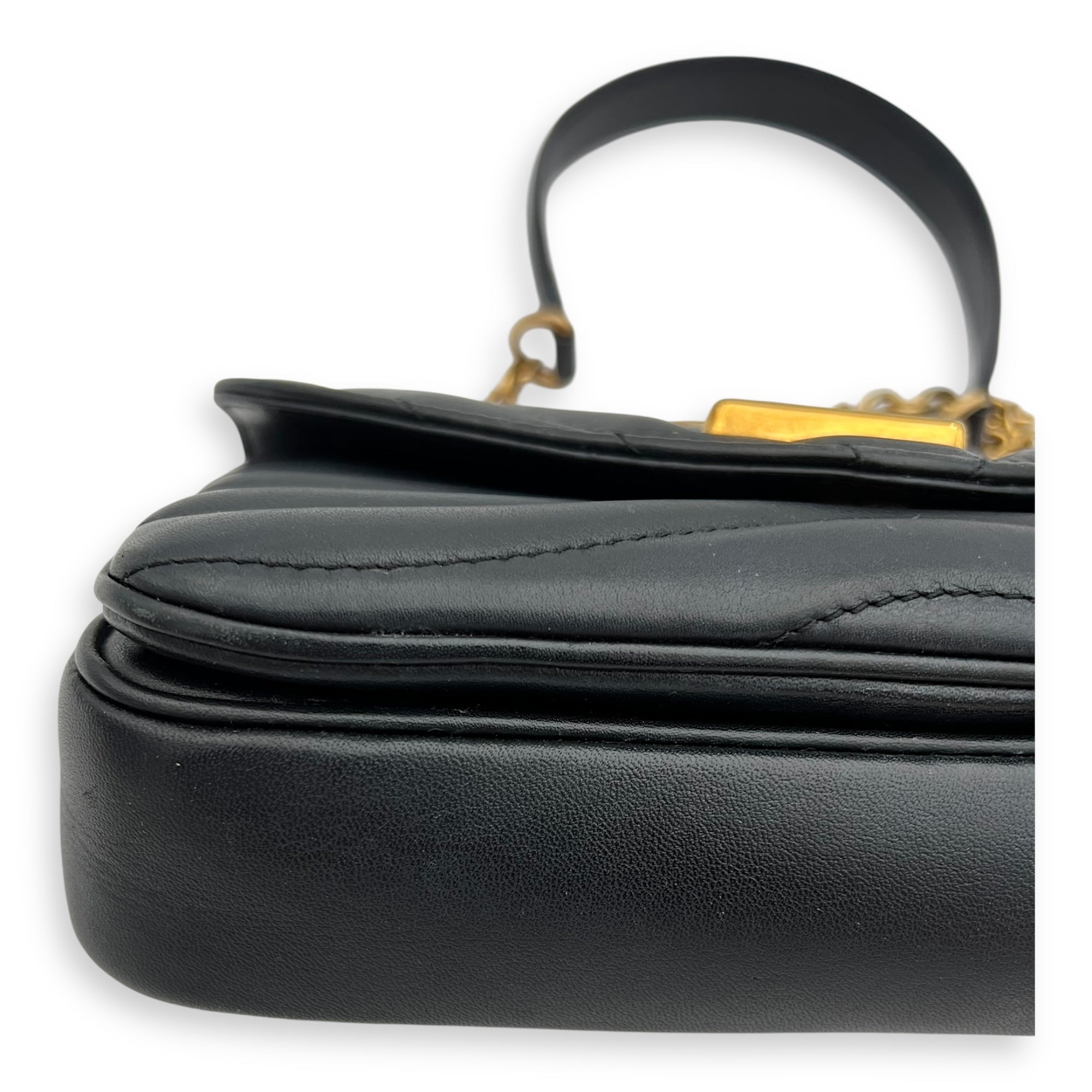 New Wave Crossbody Bag PM Black in Calfskin, Gold hardware - Image 8
