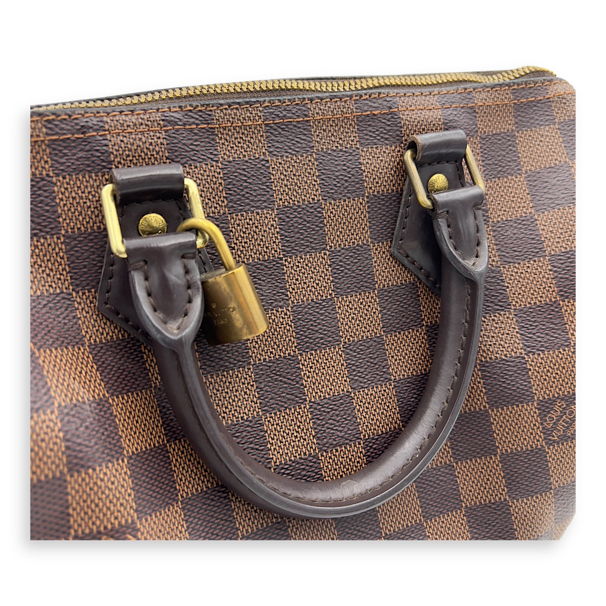 Speedy Bandouliere Top Handle Bag 25 Brown in Coated Canvas, Gold hardware - Image 6