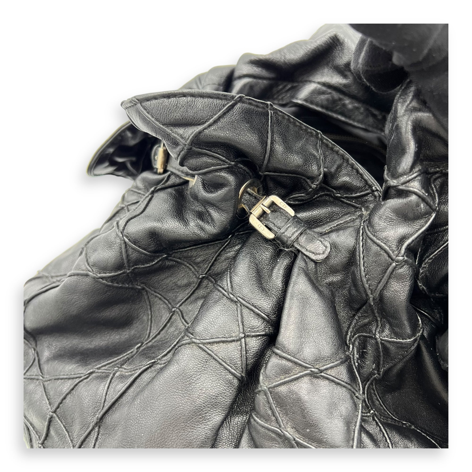 Cannage Shoulder Bag Black in Lambskin, Silver hardware - Image 9