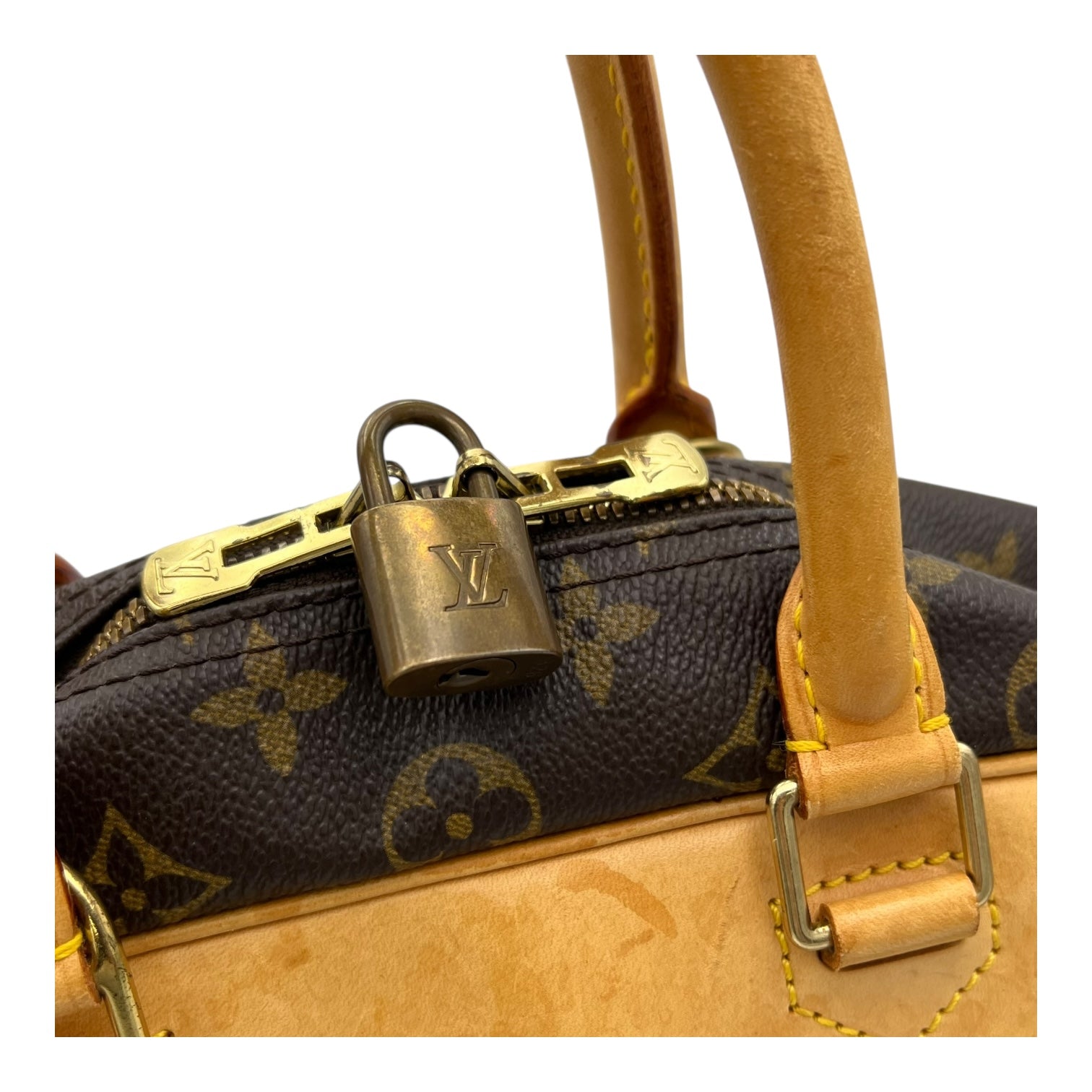 Deauville Top Handle Bag Brown in Monogram Coated Canvas, Gold hardware - Image 9