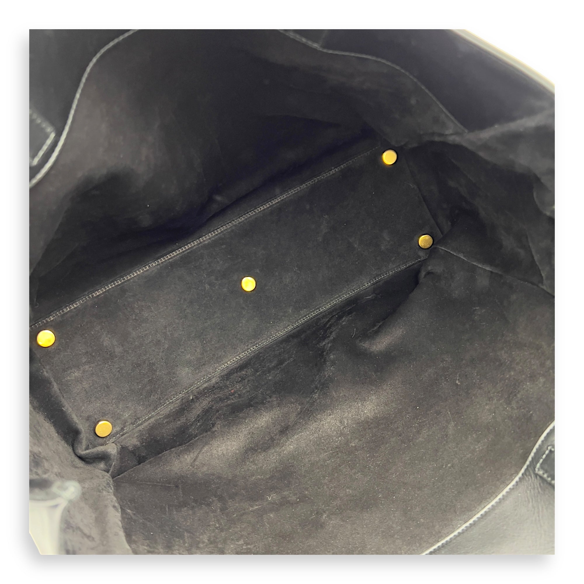 Shopper Black Tote Bag in Calfskin, Gold hardware - Image 9