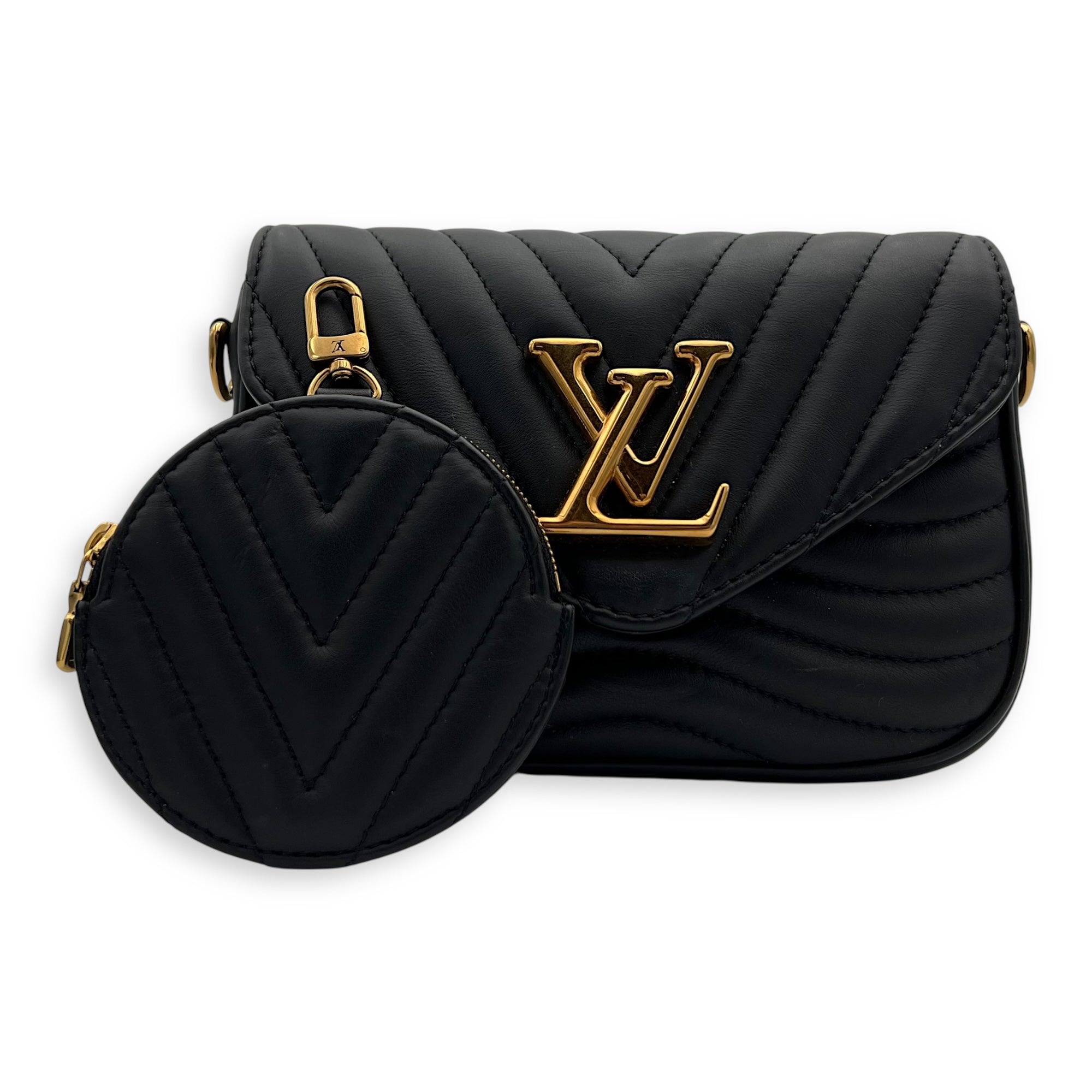 New Wave Crossbody Bag Black in Calfskin, Gold hardware - Image 9