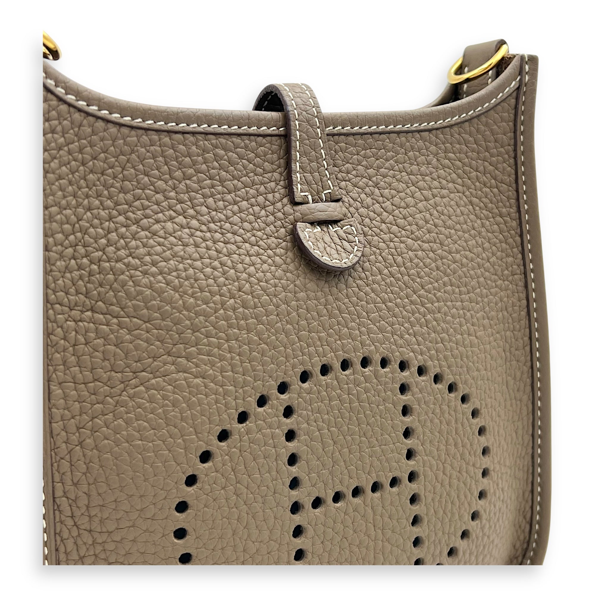 Evelyne TPM Etoupe Crossbody Bag in Clemence, Gold hardware - Image 9