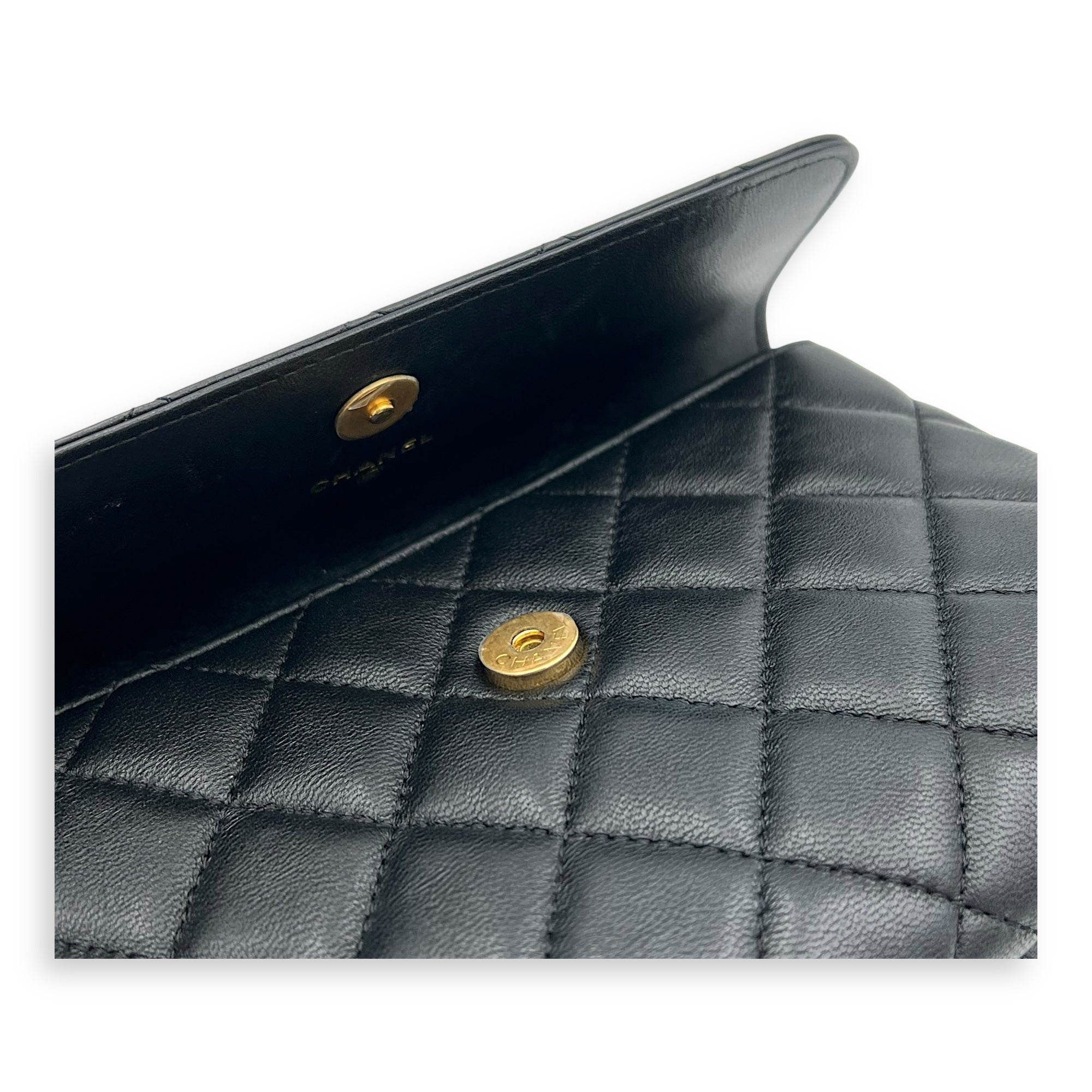 CC Wristlet Black in Lambskin, Gold hardware - Image 9