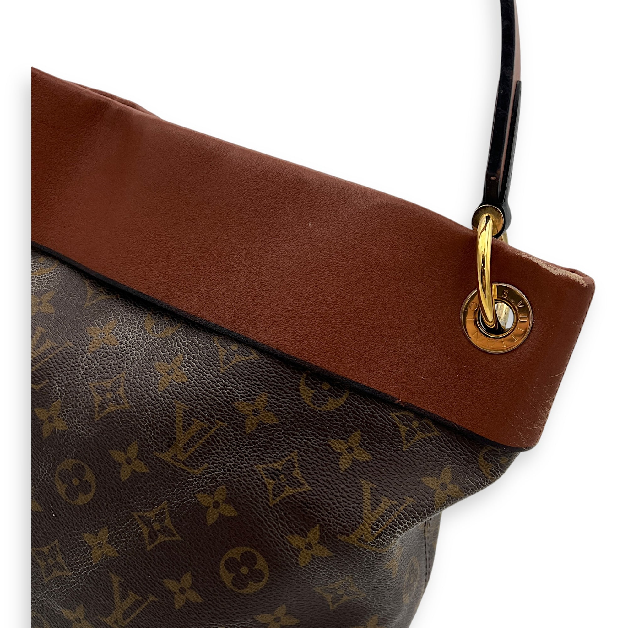 Tuileries Besace Brown Top Handle Bag in Monogram Coated Canvas, Gold hardware - Image 10