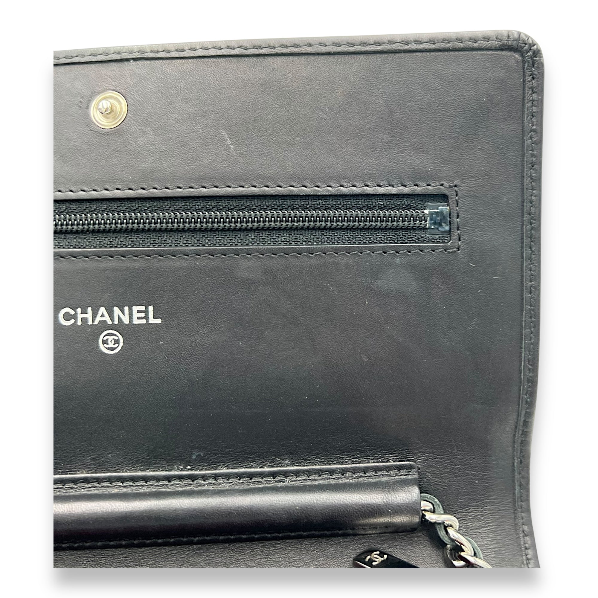 Cambon Wallet On Chain Black in Lambskin, Silver hardware - Image 10