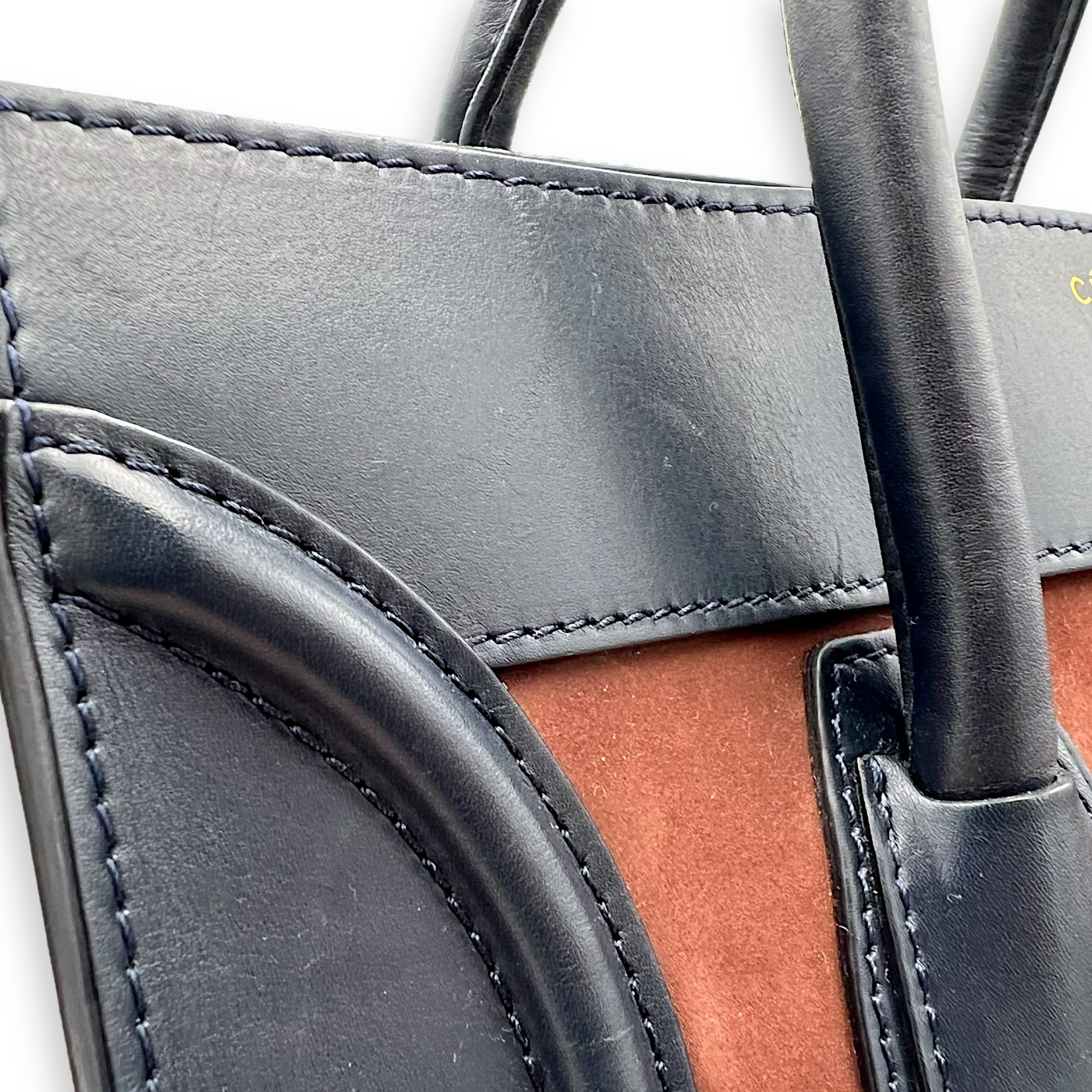 Luggage Mini Multi-colour Top Handle Bag in Suede Leather, Gold hardware - Image 10