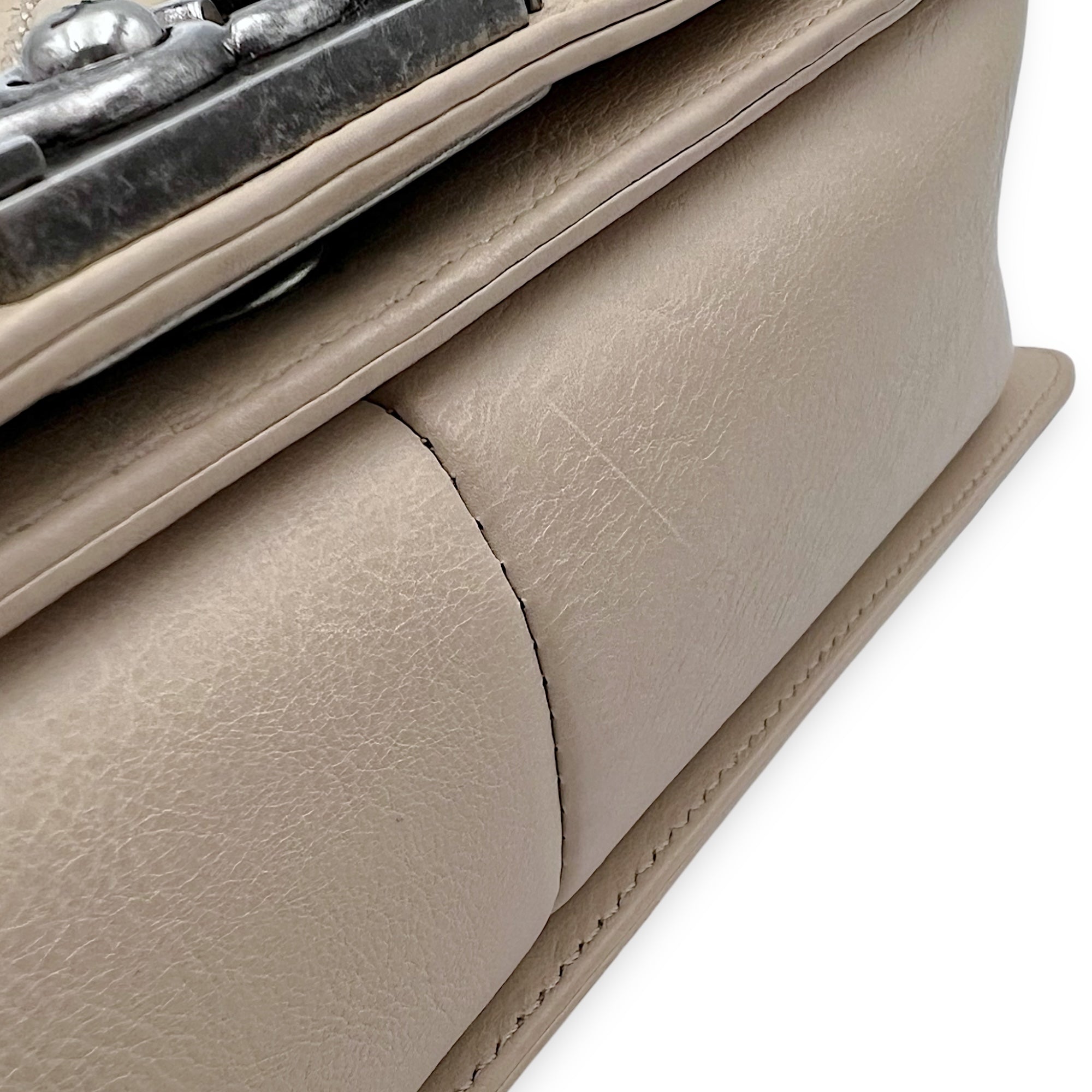 Boy Medium Beige Shoulder Bag in Calfskin, Gunmetal hardware - Image 10