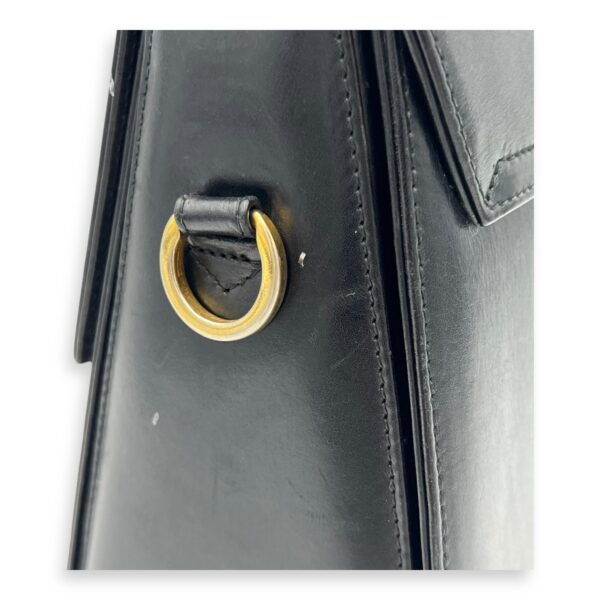 Gancini Black Top Handle Bag in Calfskin, Gold hardware - Image 10