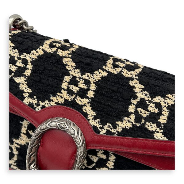 Dionysus Small Black Shoulder Bag in Tweed, Silver hardware - Image 10