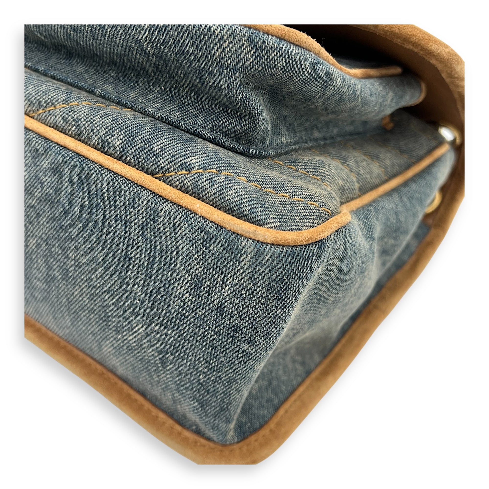 Niki Shoulder Bag Medium Blue in Denim, Gold hardware - Image 9