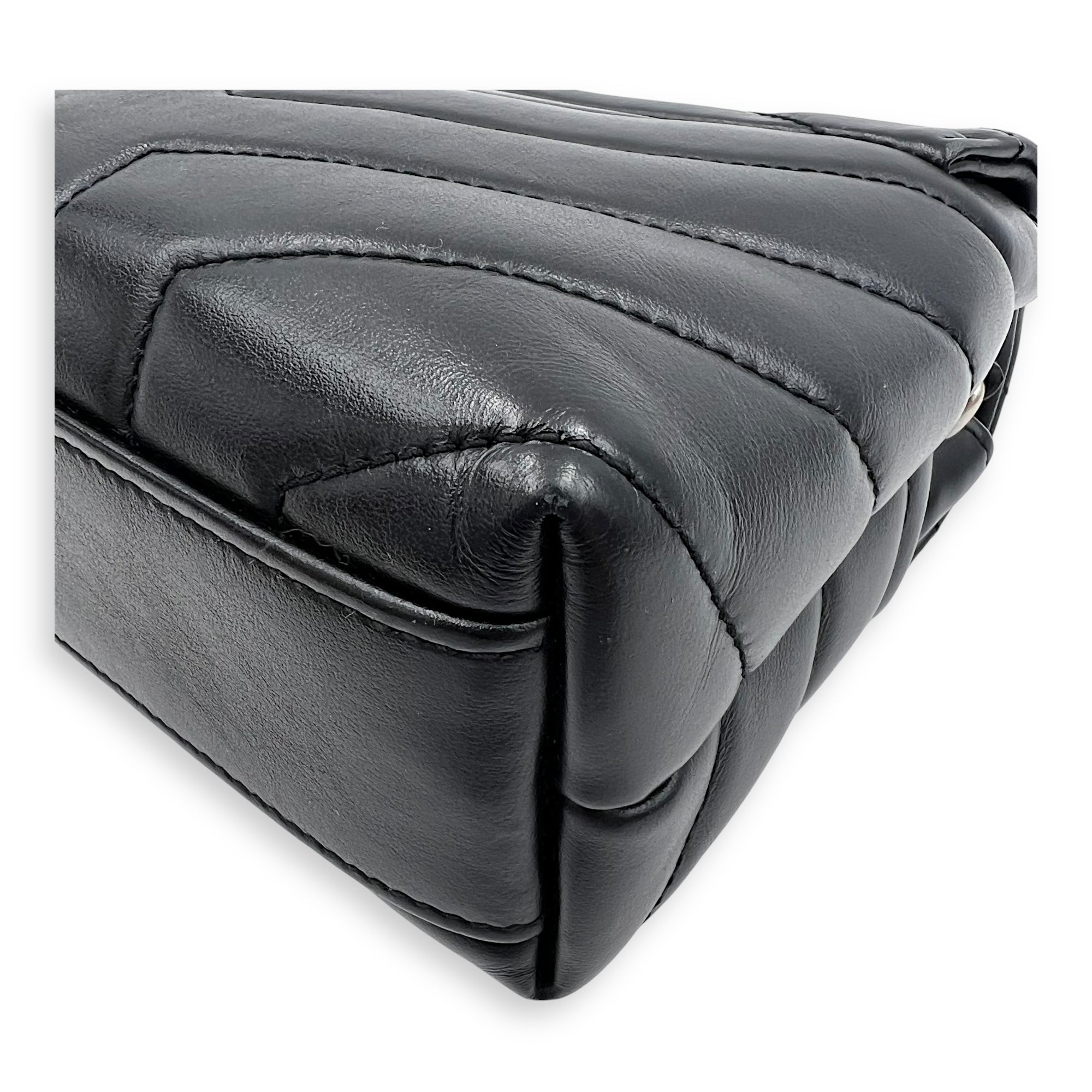 Loulou Toy Black Crossbody Bag in Calfskin, Silver hardware - Image 10