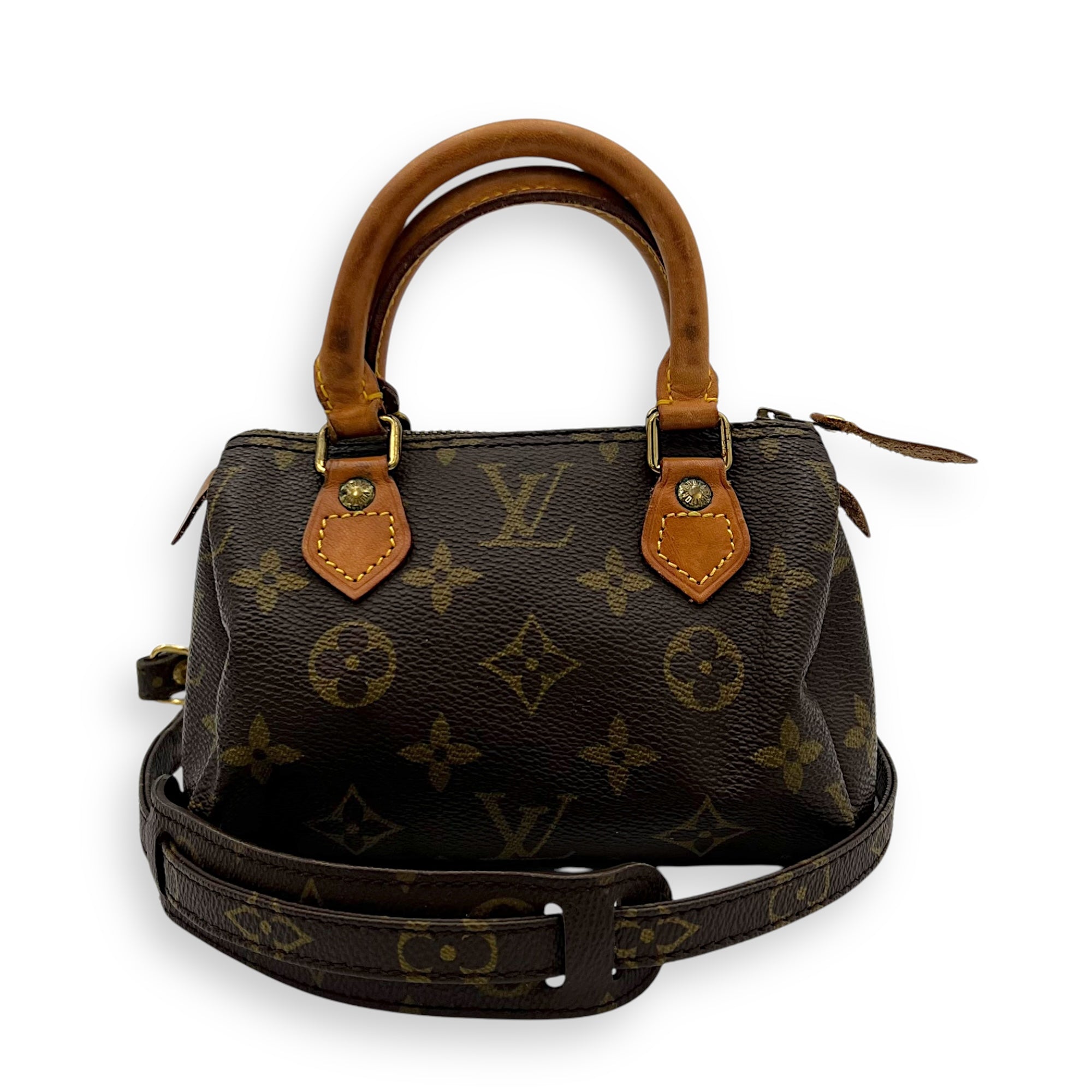 Speedy Crossbody Bag Brown in Monogram Coated Canvas, Gold hardware - Image 11