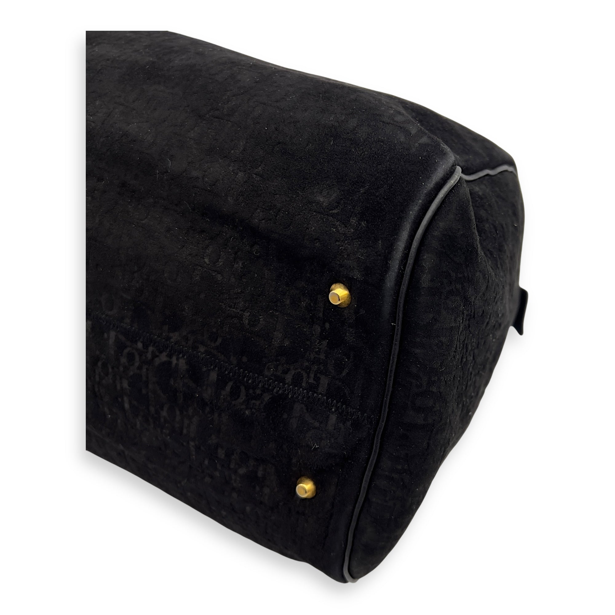 Vintage Top Handle Bag Black in Suede Leather, Gold hardware - Image 9