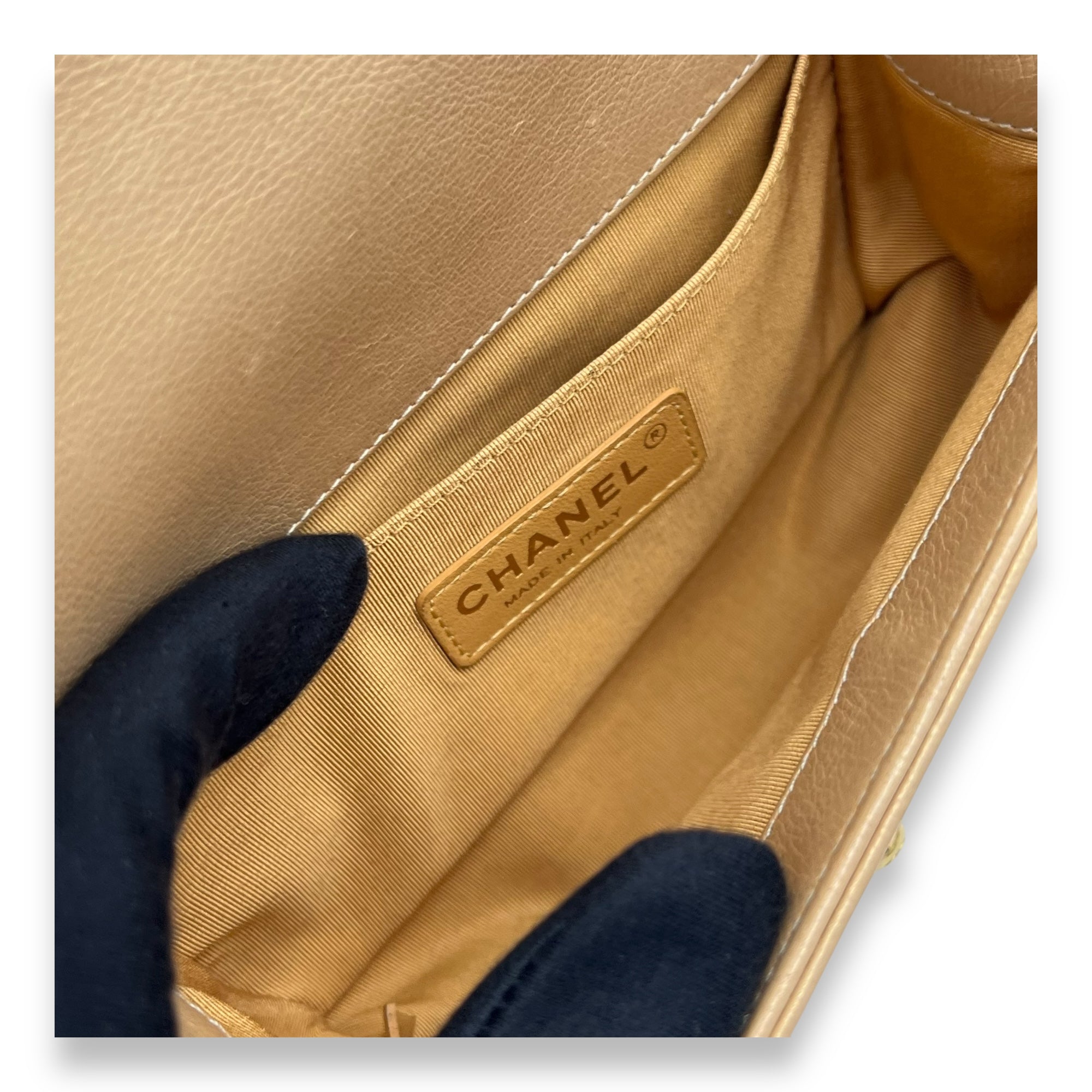 Boy Small Gold Shoulder Bag in Lambskin, Gold hardware - Image 10