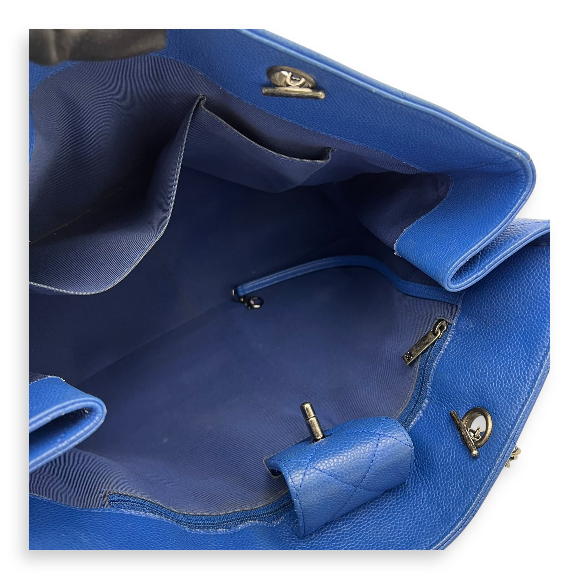 CC Quilted Blue Tote Bag in Caviar Leather, Ruthenium hardware - Image 12