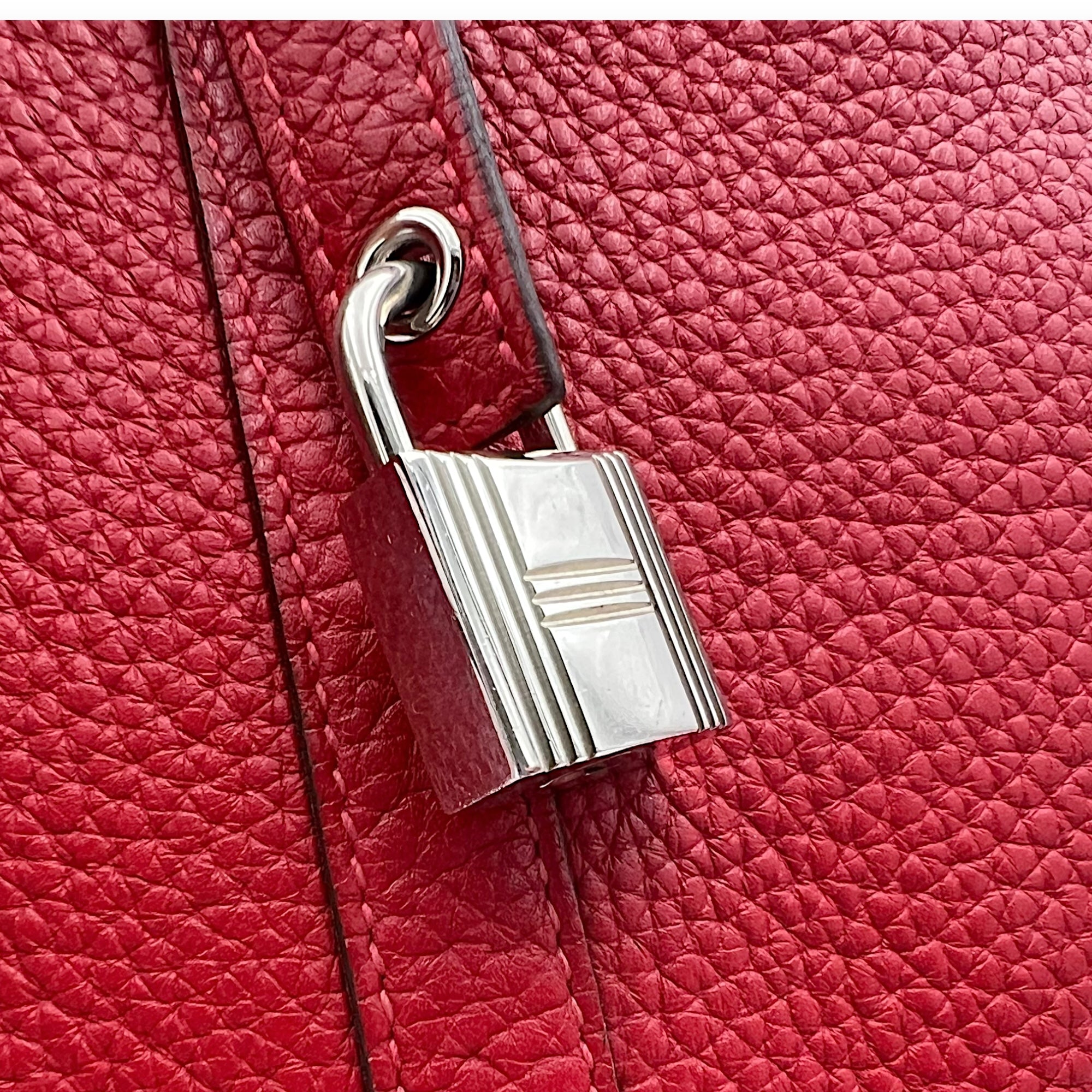 Picotin 26 Red Bucket Bag in Clemence, Palladium hardware - Image 12
