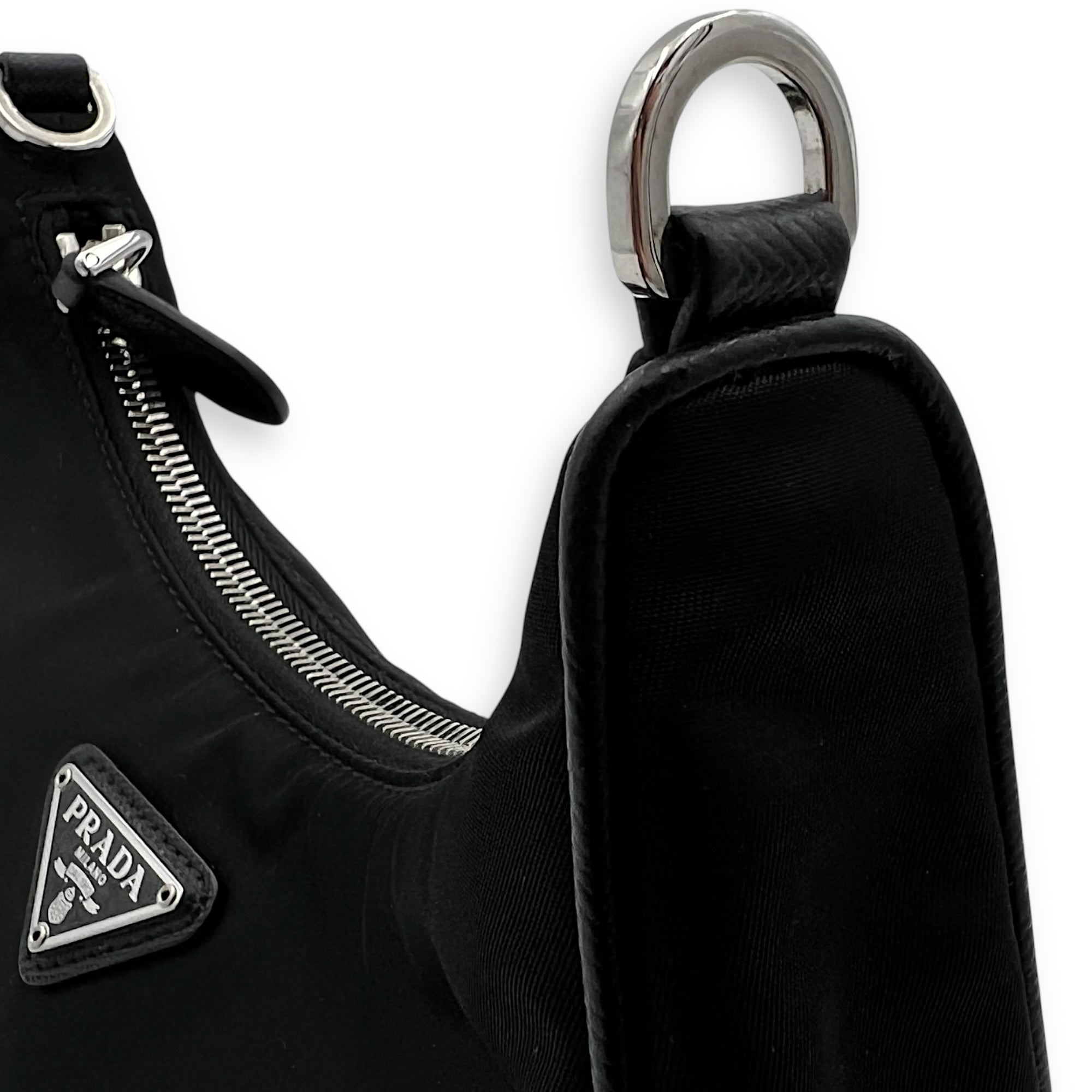 Re-Edition 2005 Crossbody Bag Black in Re-Nylon, Silver hardware - Image 12