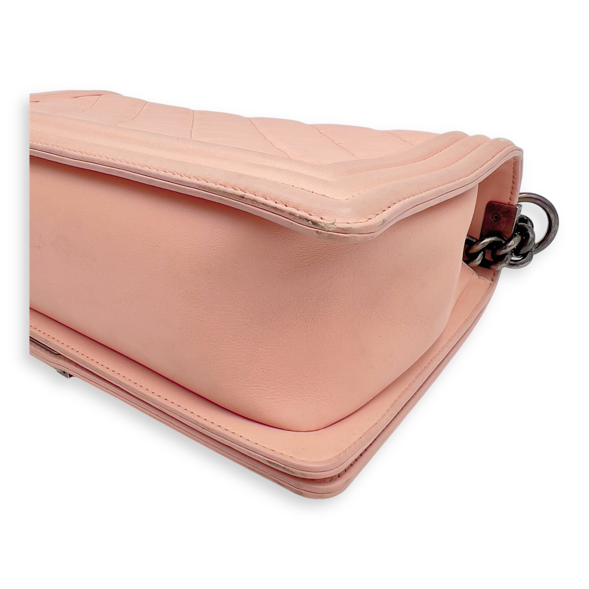 Boy Medium Pink Shoulder Bag in Calfskin, Ruthenium hardware - Image 13