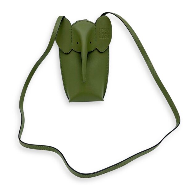 Elephant Pocket Crossbody Bag Green in Calfskin - Image 13