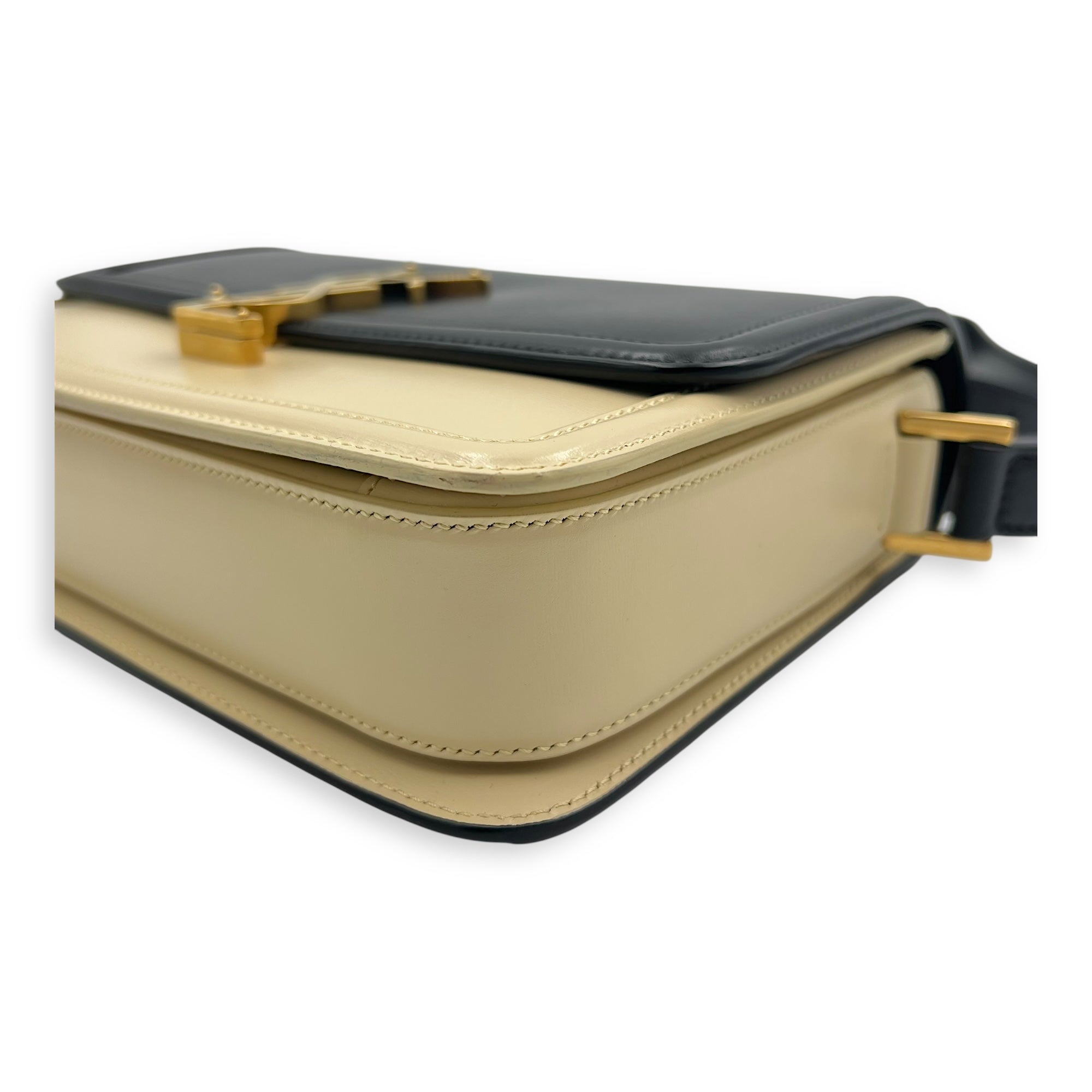 Solferino Shoulder Bag Black & White in Calfskin, Gold hardware - Image 12