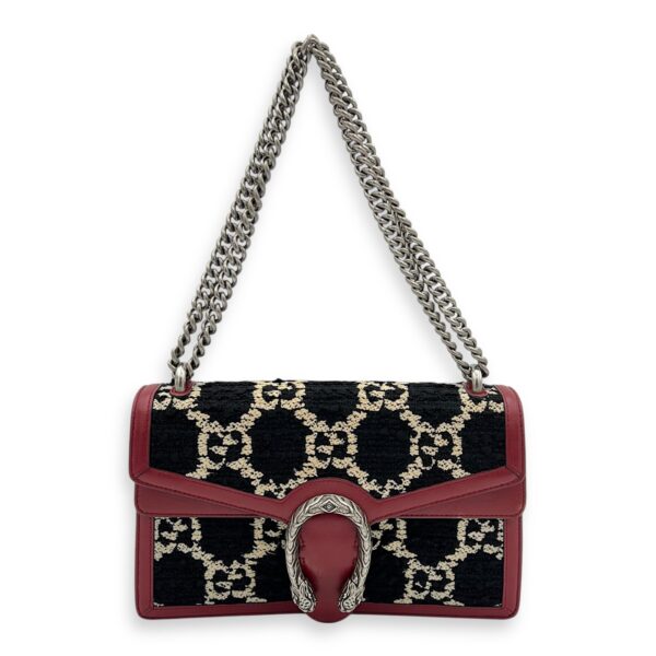 Dionysus Small Black Shoulder Bag in Tweed, Silver hardware - Image 12