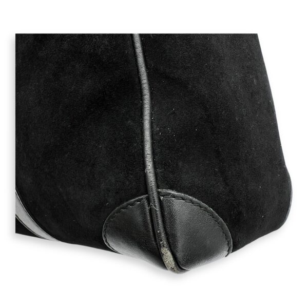 Boston Top Handle Bag Black in Suede Leather, Gold hardware - Image 15