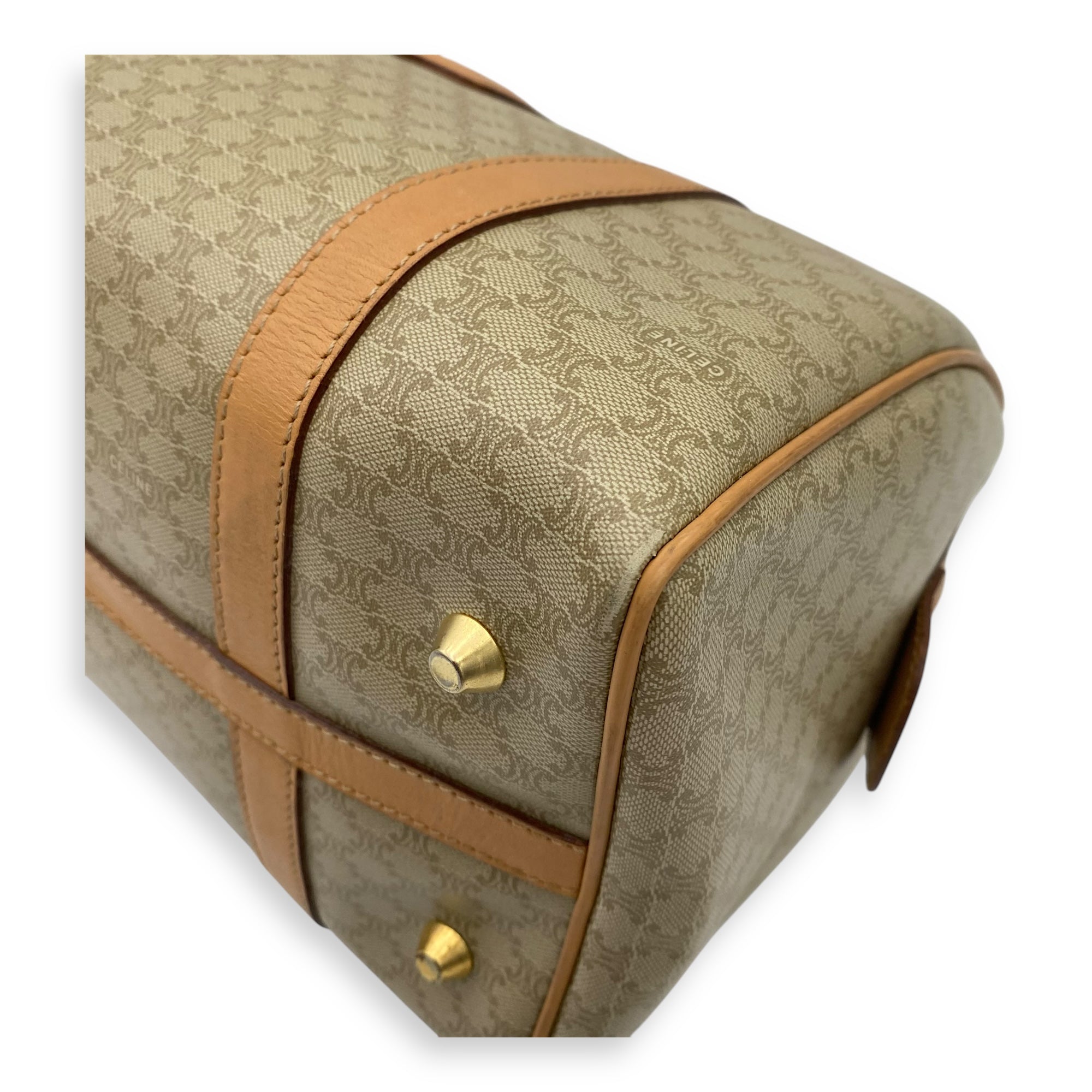 Macadam Top Handle Bag Beige in Coated Canvas, Gold hardware - Image 12