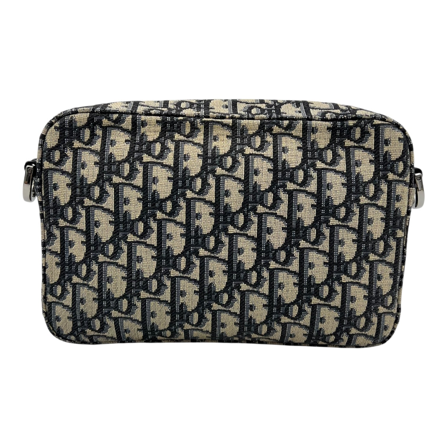 Safari Crossbody Bag Blue in Jacquard, Silver hardware - Image 3