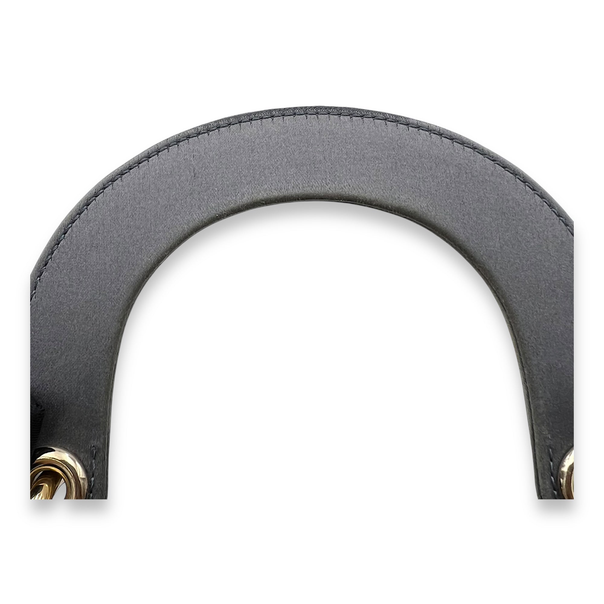 Lady Dior Top Handle Bag Mini Grey in Satin, Gold hardware - Image 8