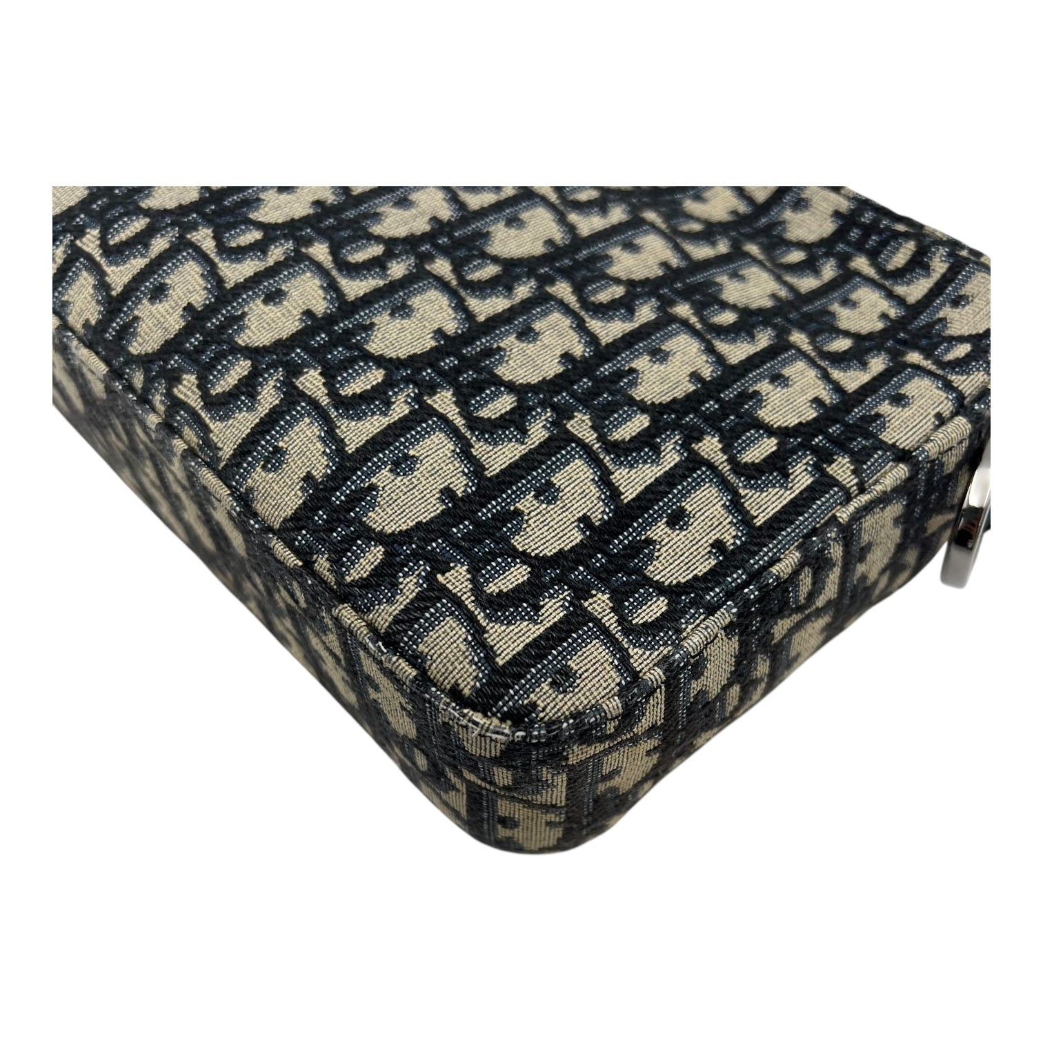 Safari Crossbody Bag Blue in Jacquard, Silver hardware - Image 12