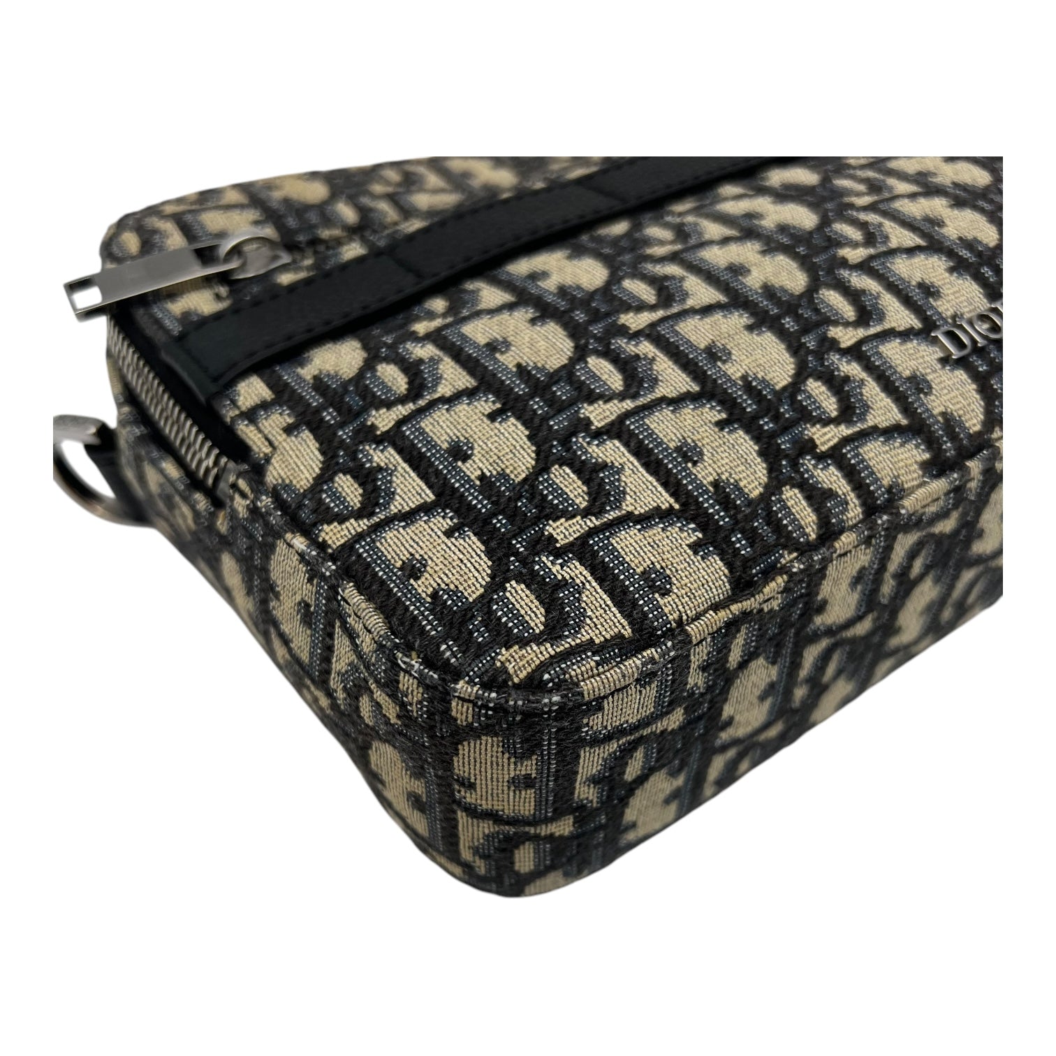 Safari Crossbody Bag Blue in Jacquard, Silver hardware - Image 9