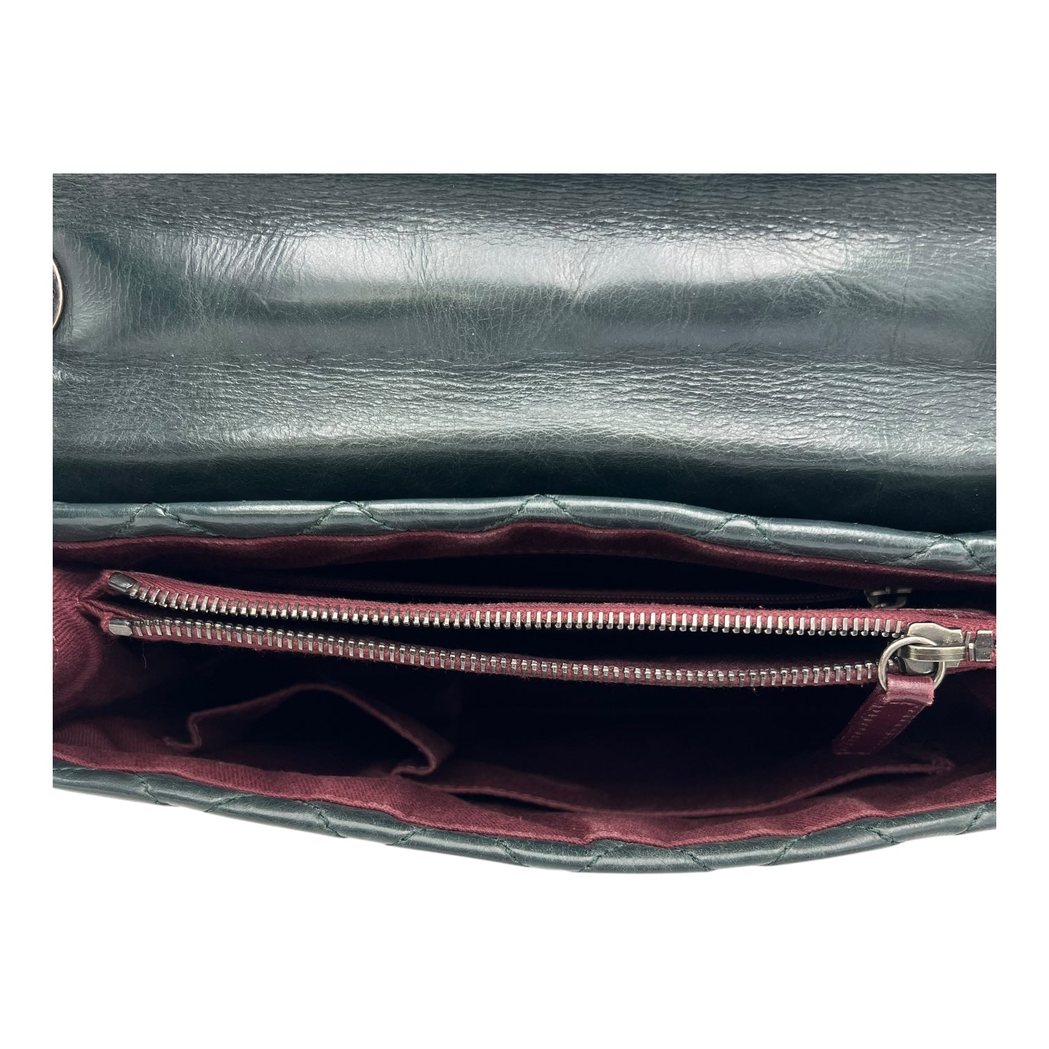 CC Crossbody Bag Green in Calfskin, Ruthenium hardware - Image 7