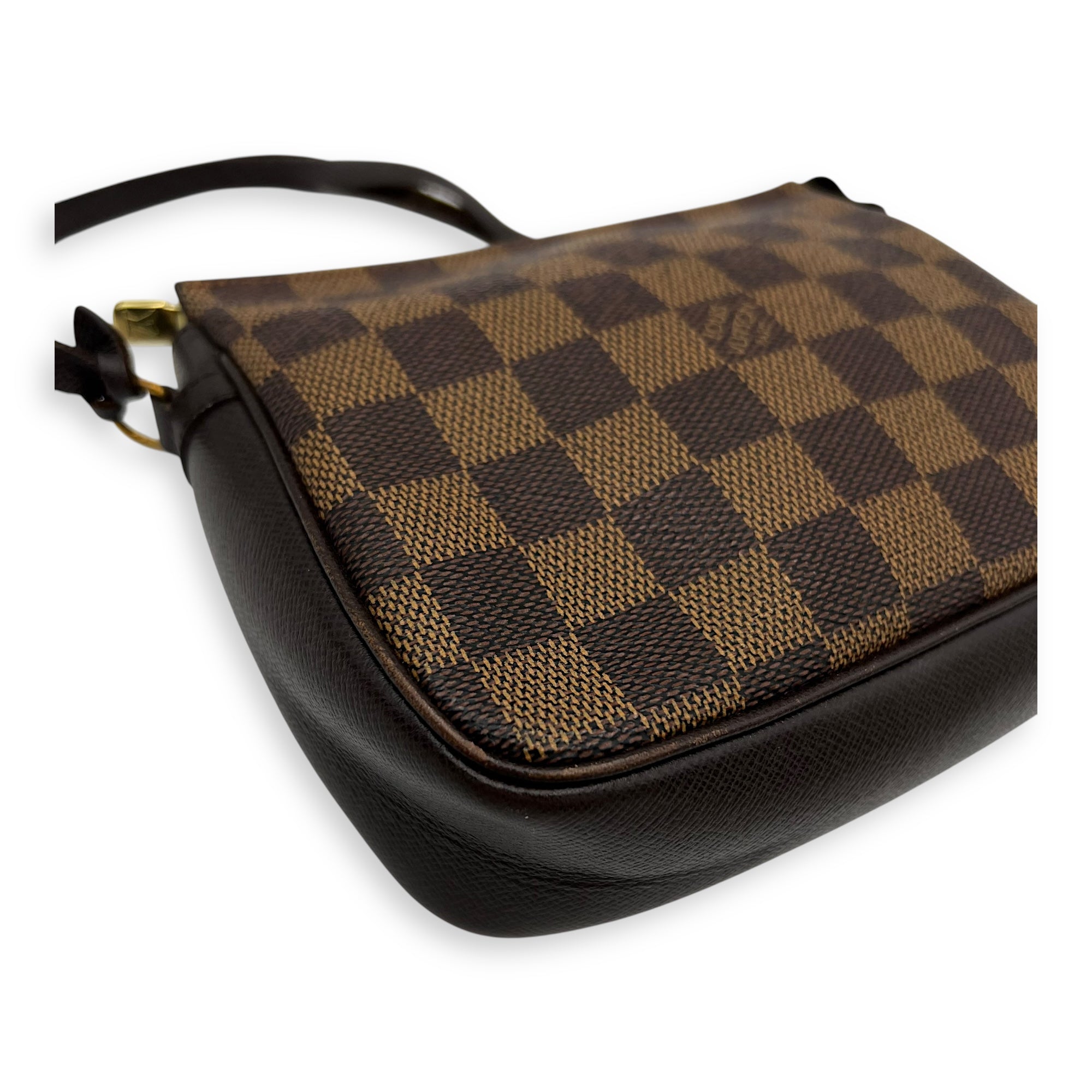 Trousse Pouch Brown in Coated Canvas, Gold hardware - Image 10